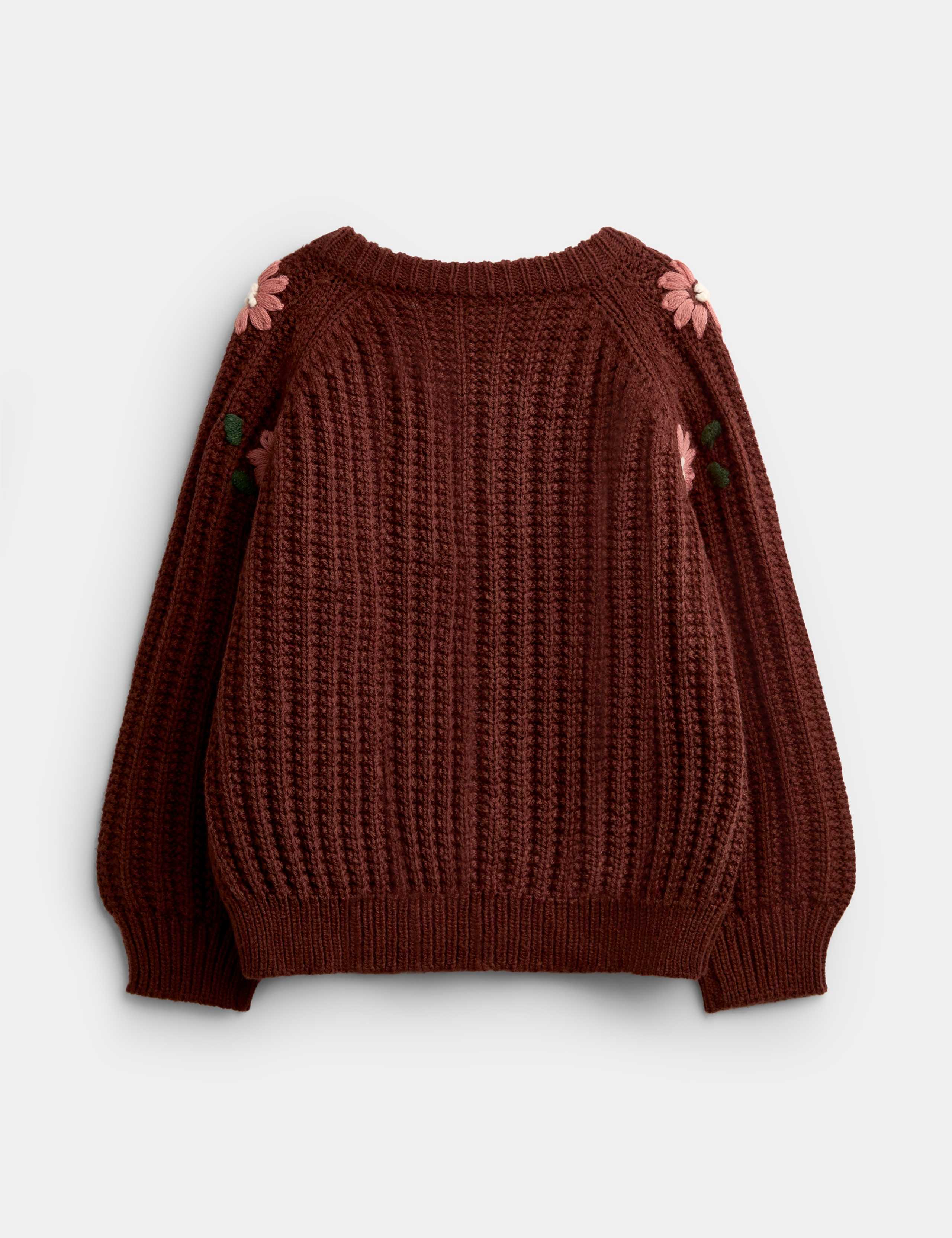 Flower Embroidered Ribbed Cardigan 2 of 4