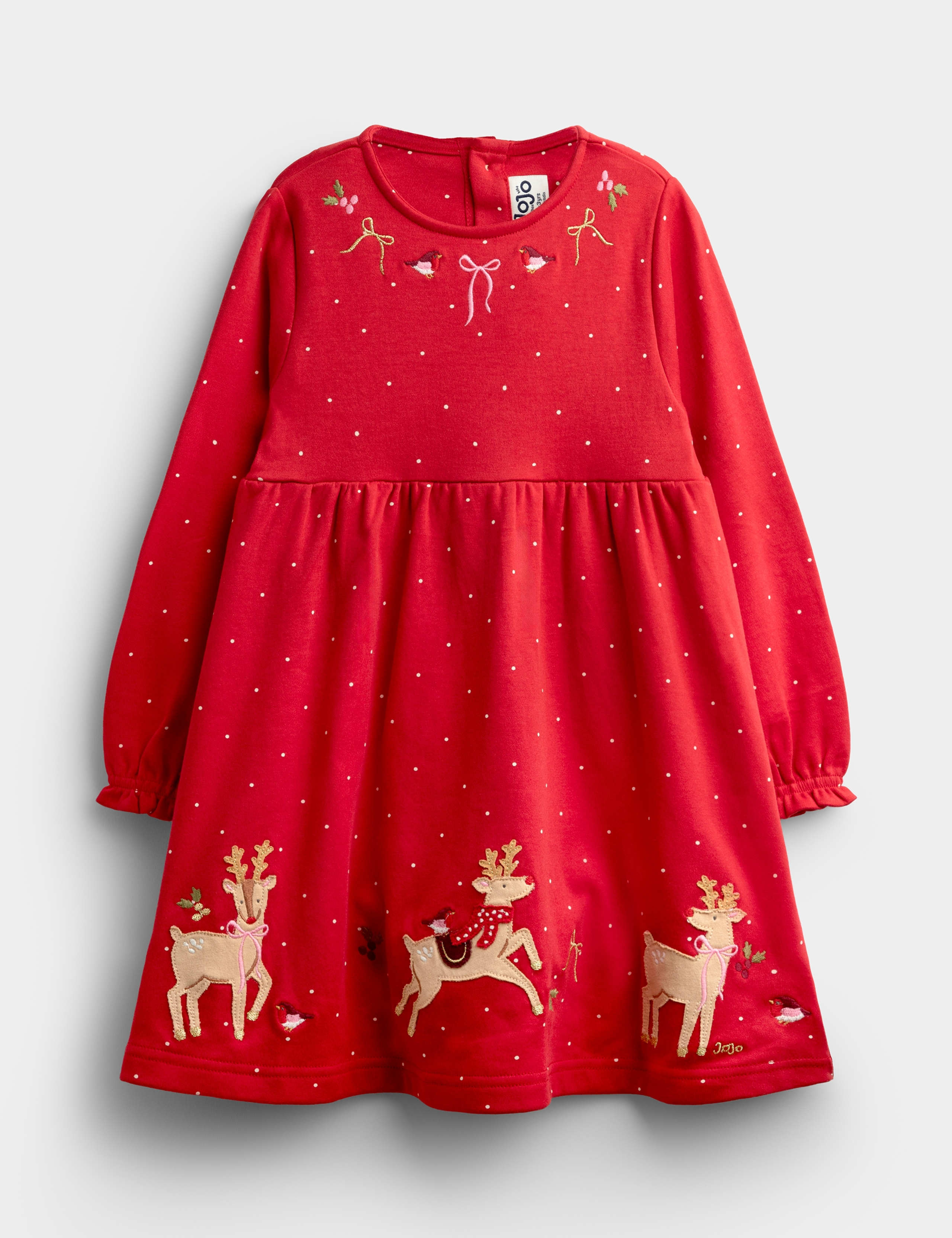Cotton Jersey Reindeer Applique Dress 1 of 4