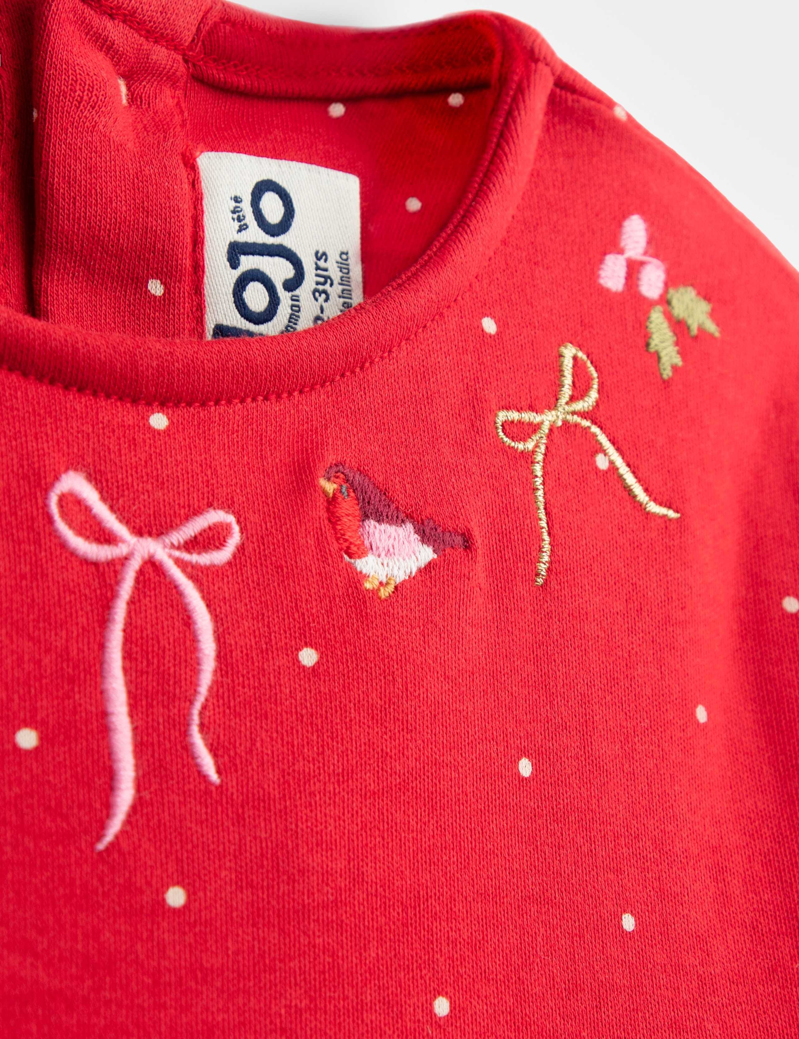Cotton Jersey Reindeer Applique Dress 2 of 4