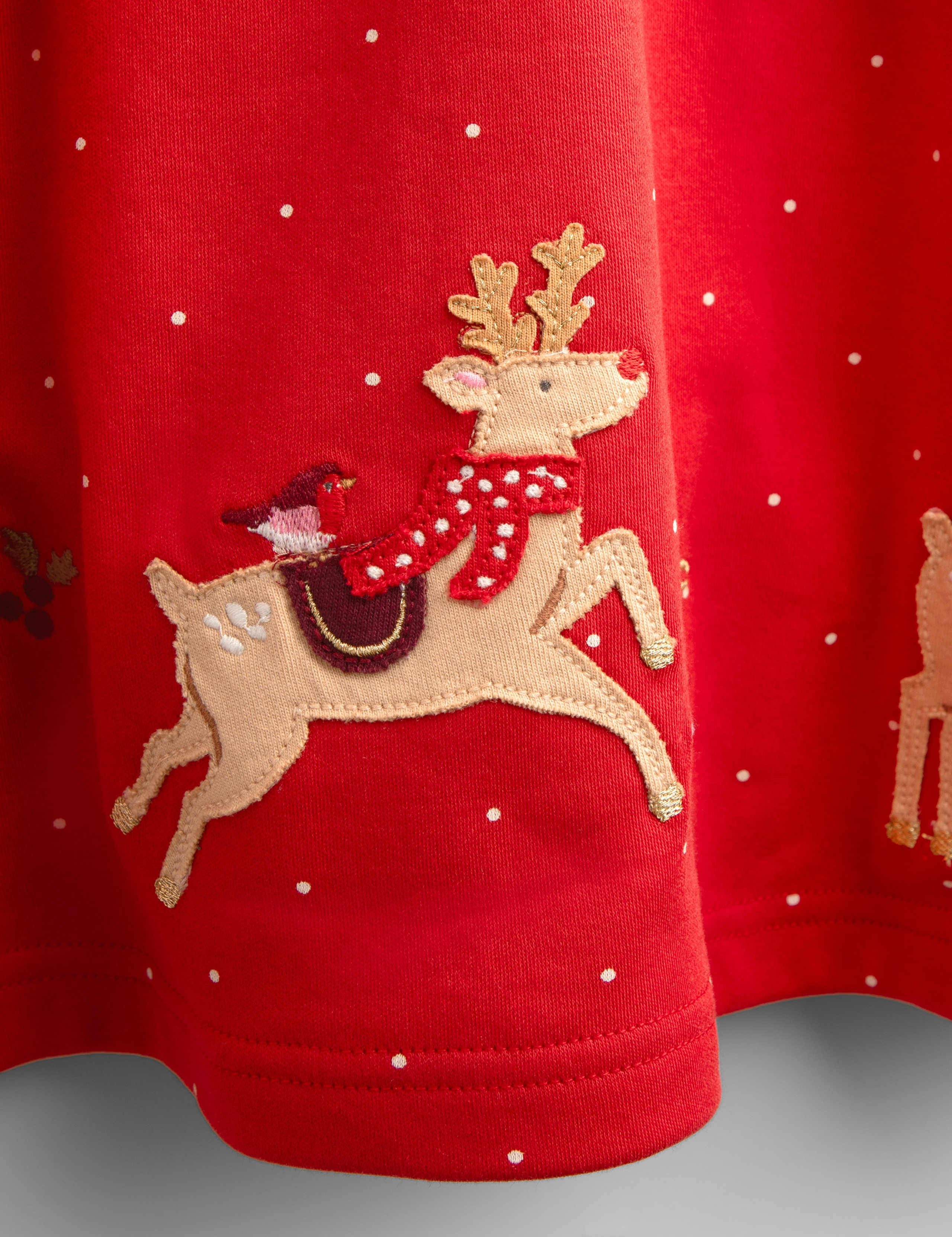 Cotton Jersey Reindeer Applique Dress 3 of 4