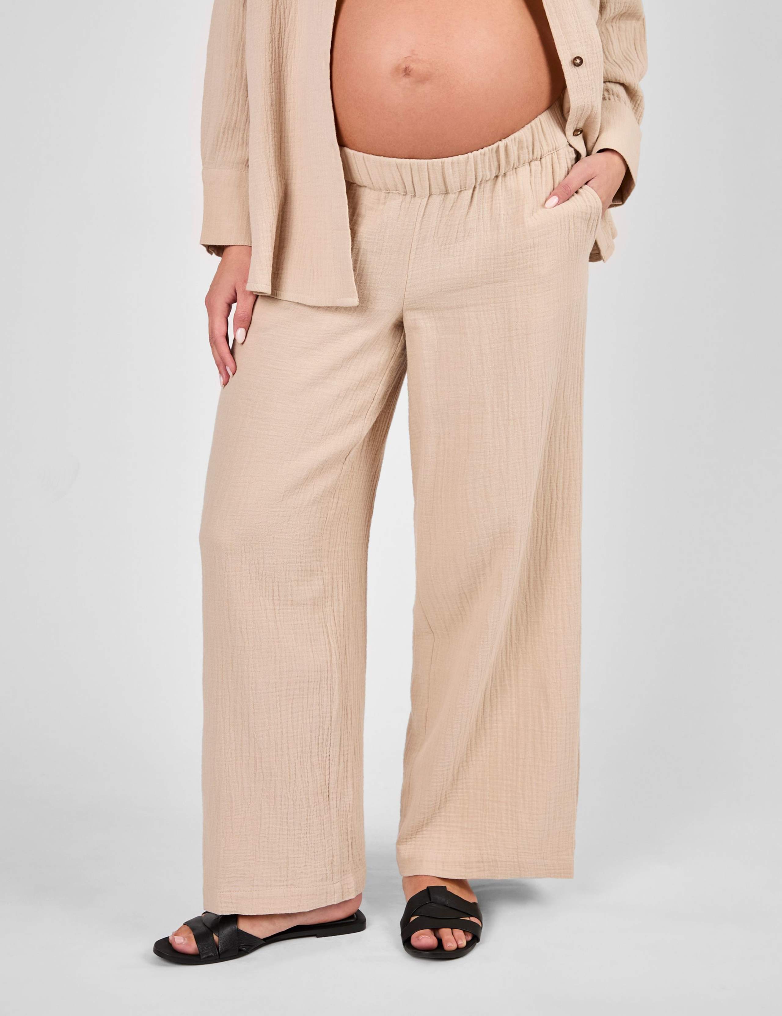 Maternity Pure Cotton Textured Trousers 2 of 4