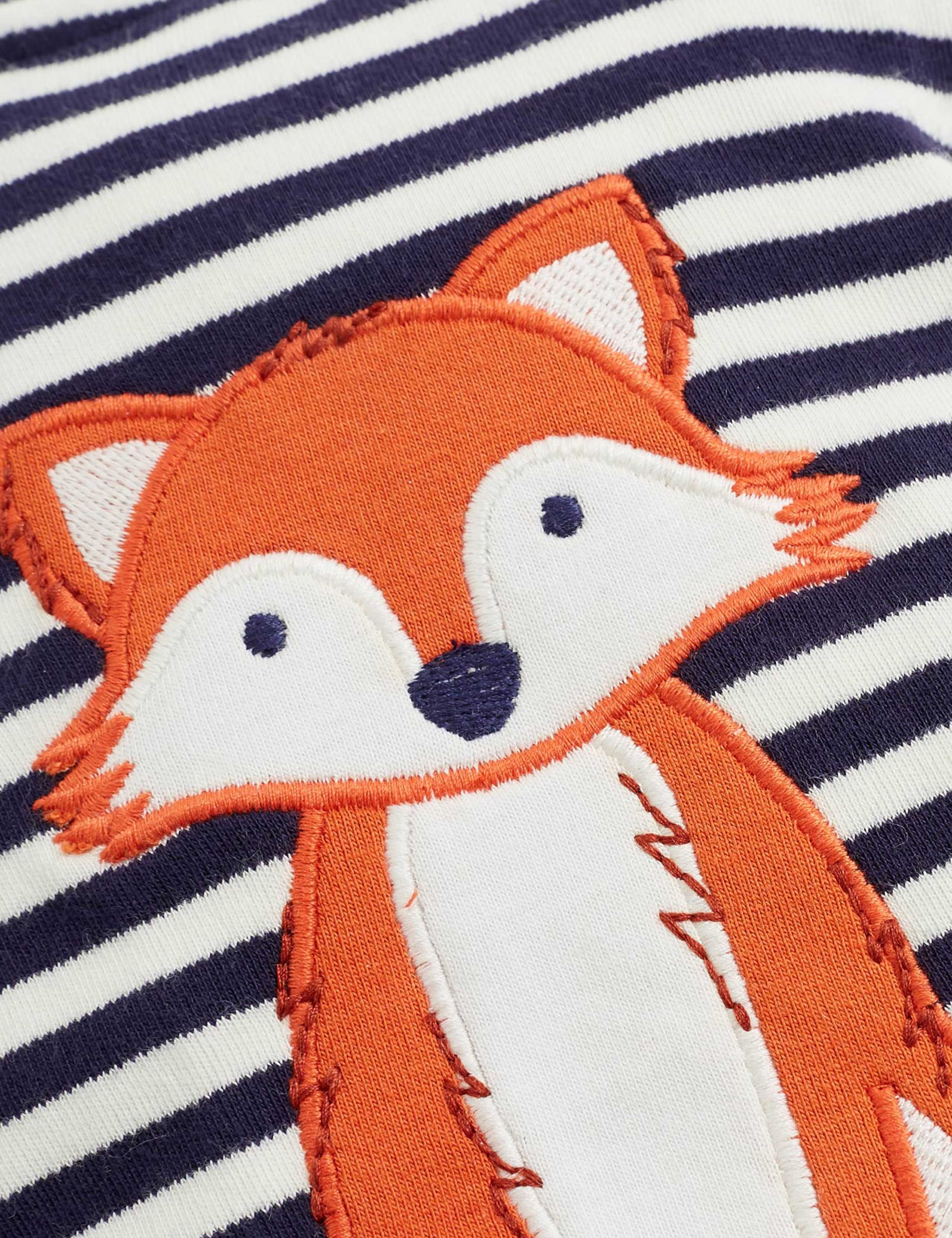 Pure Cotton Fox Applique Zip Up Sleepsuit 4 of 4