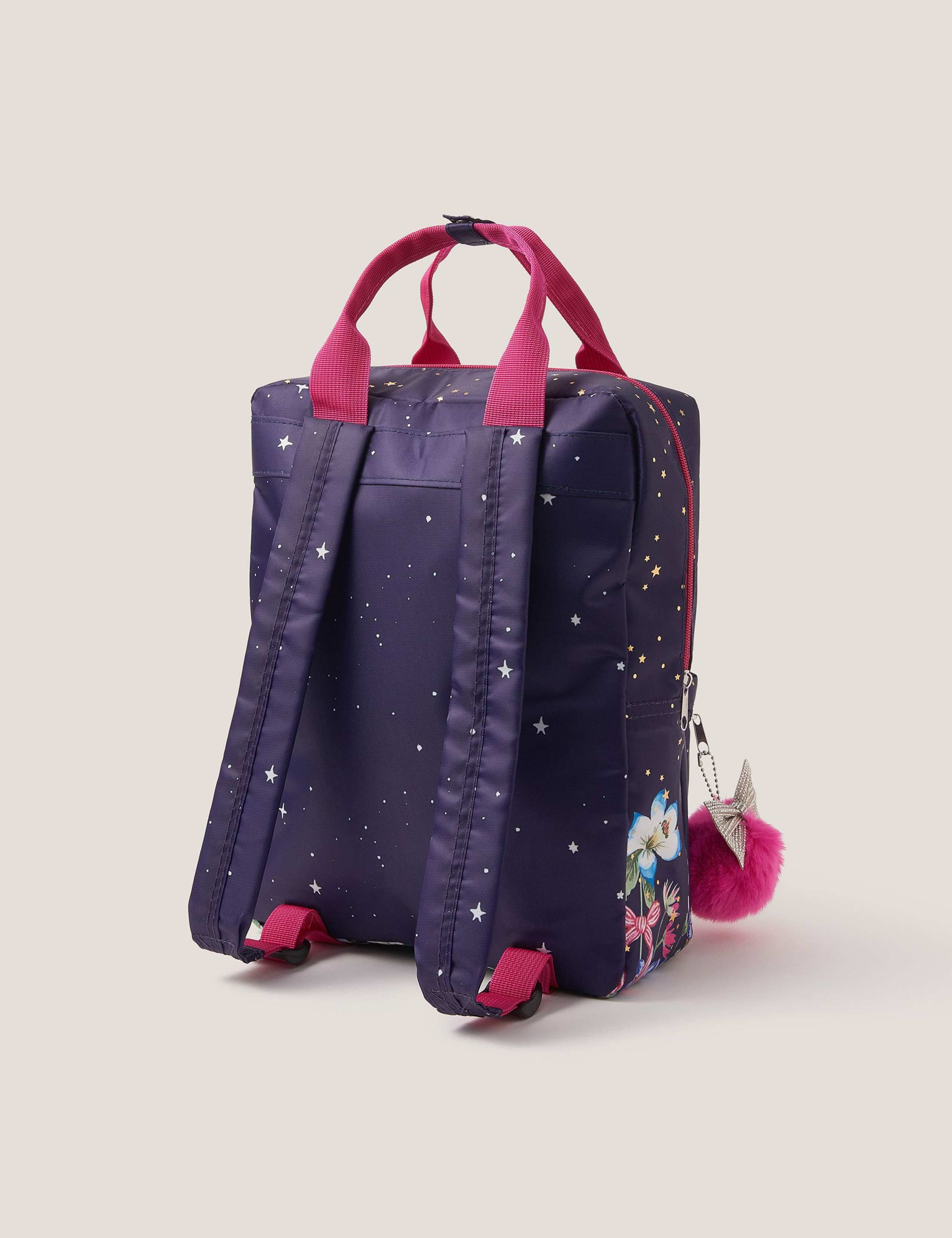 Floral Bow Pom Pom Charm Backpack 2 of 4