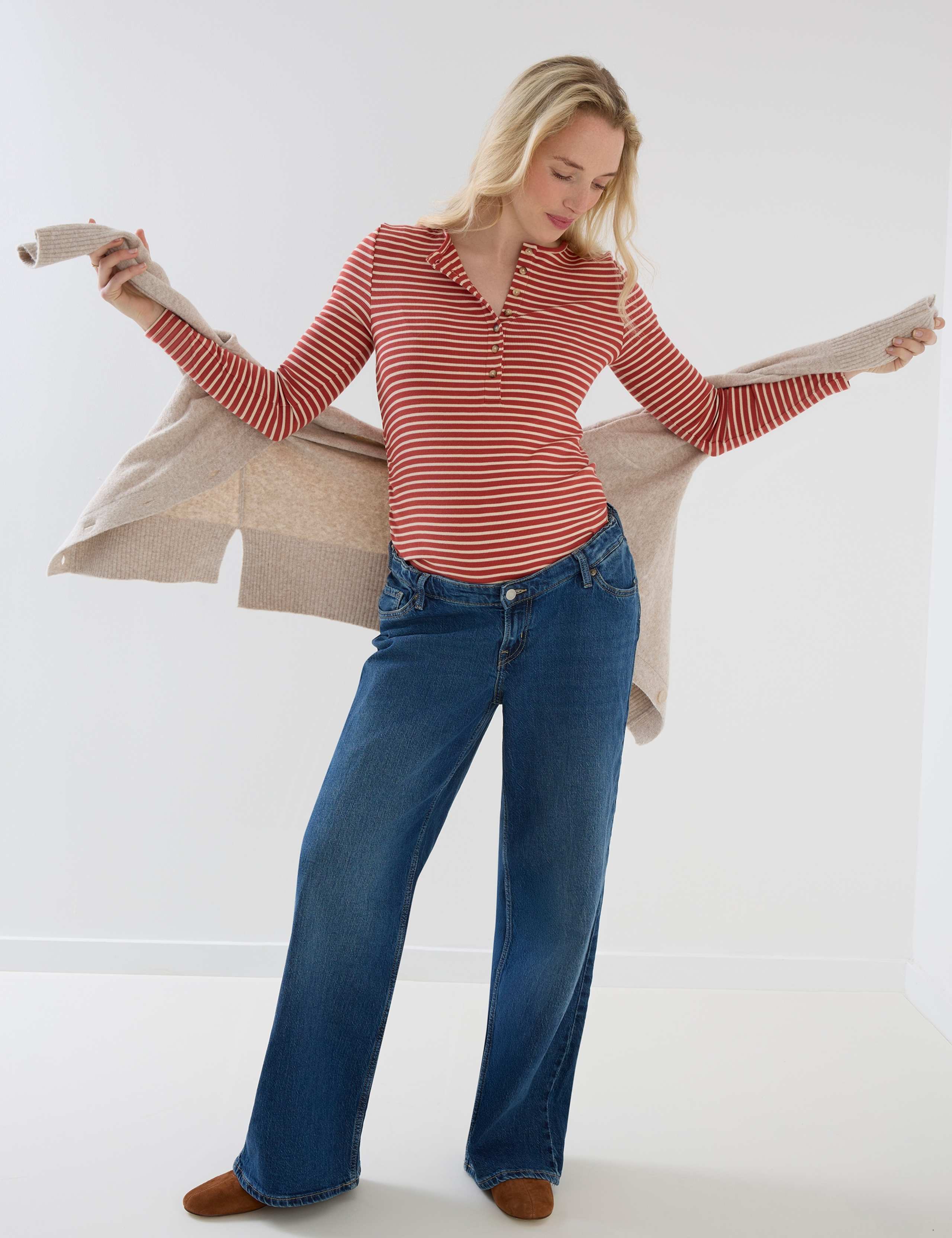 Maternity Nursing Striped Ribbed Top 2 of 8
