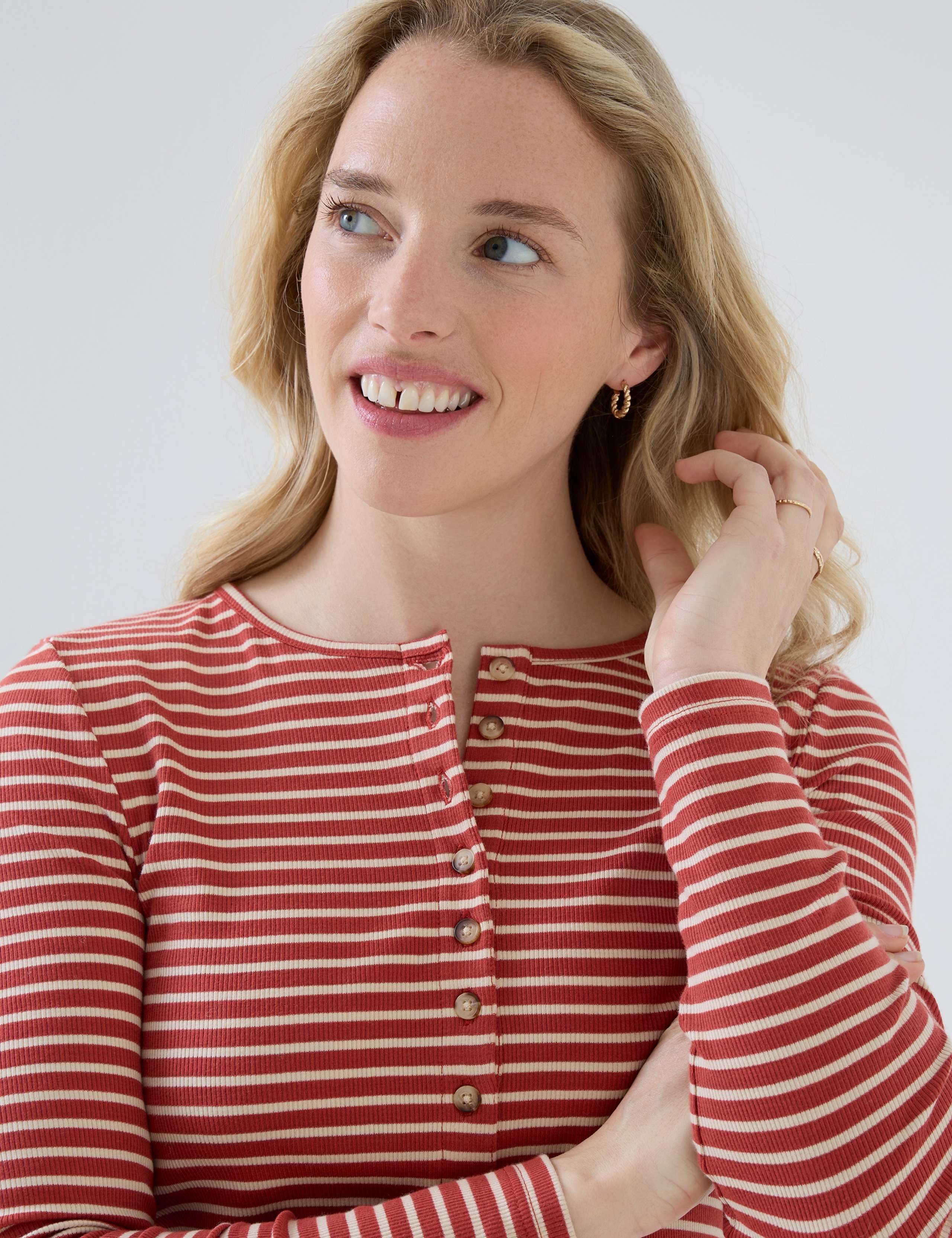 Maternity Nursing Striped Ribbed Top 3 of 8