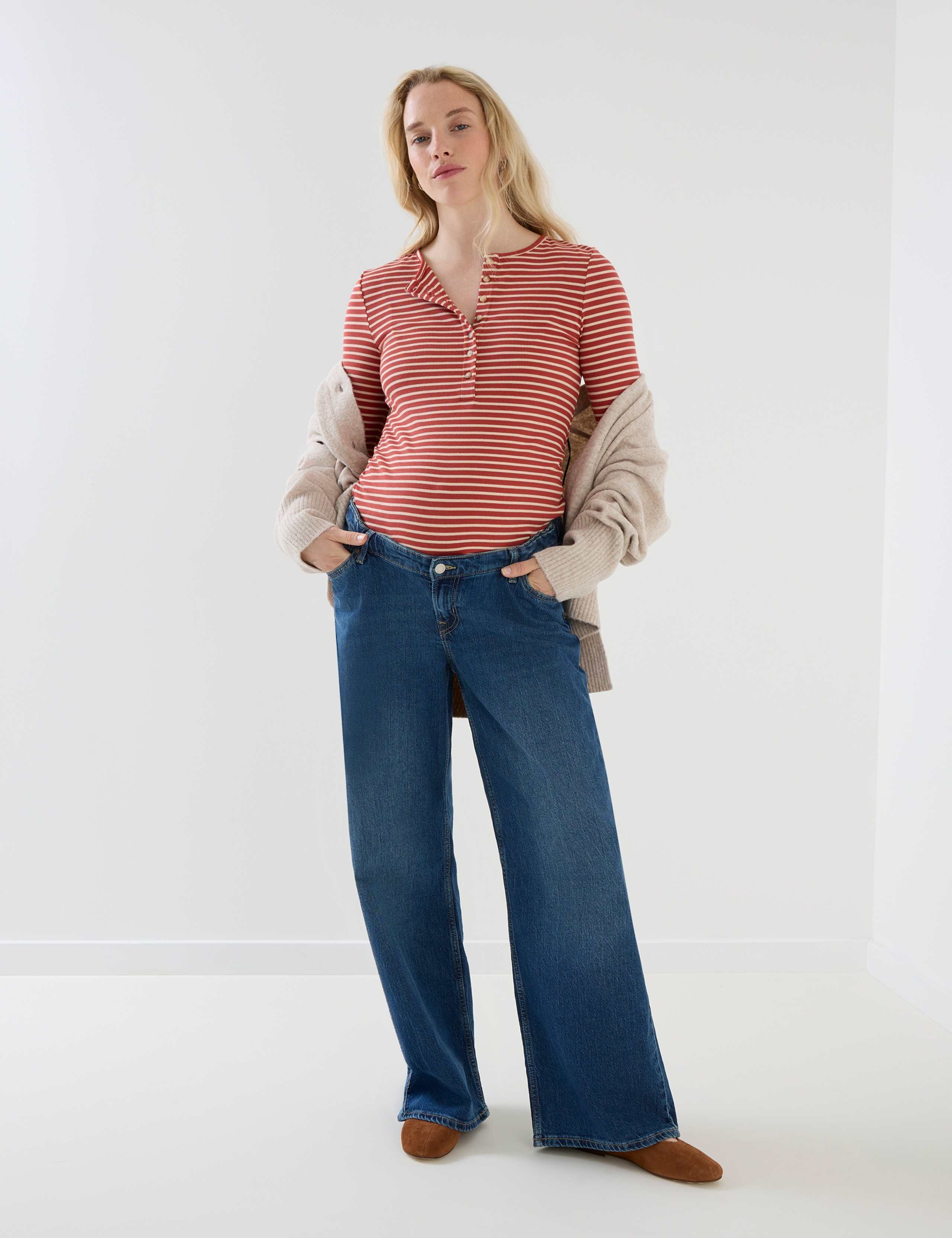 Maternity Nursing Striped Ribbed Top 5 of 8