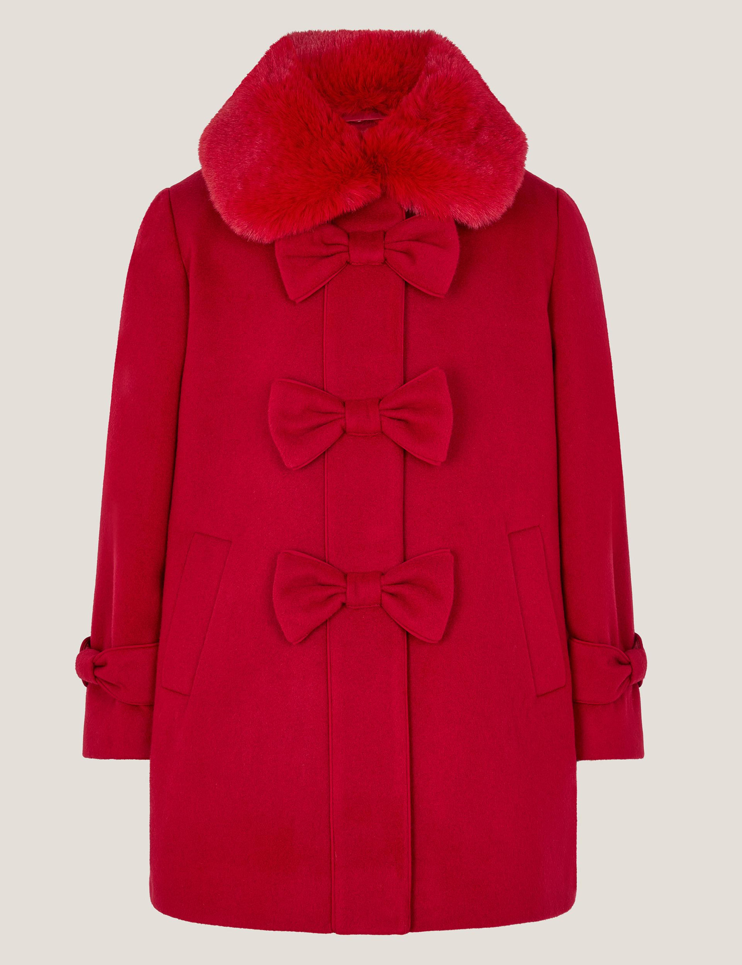 Faux Fur Bow Coat (3-13 Yrs) 1 of 3