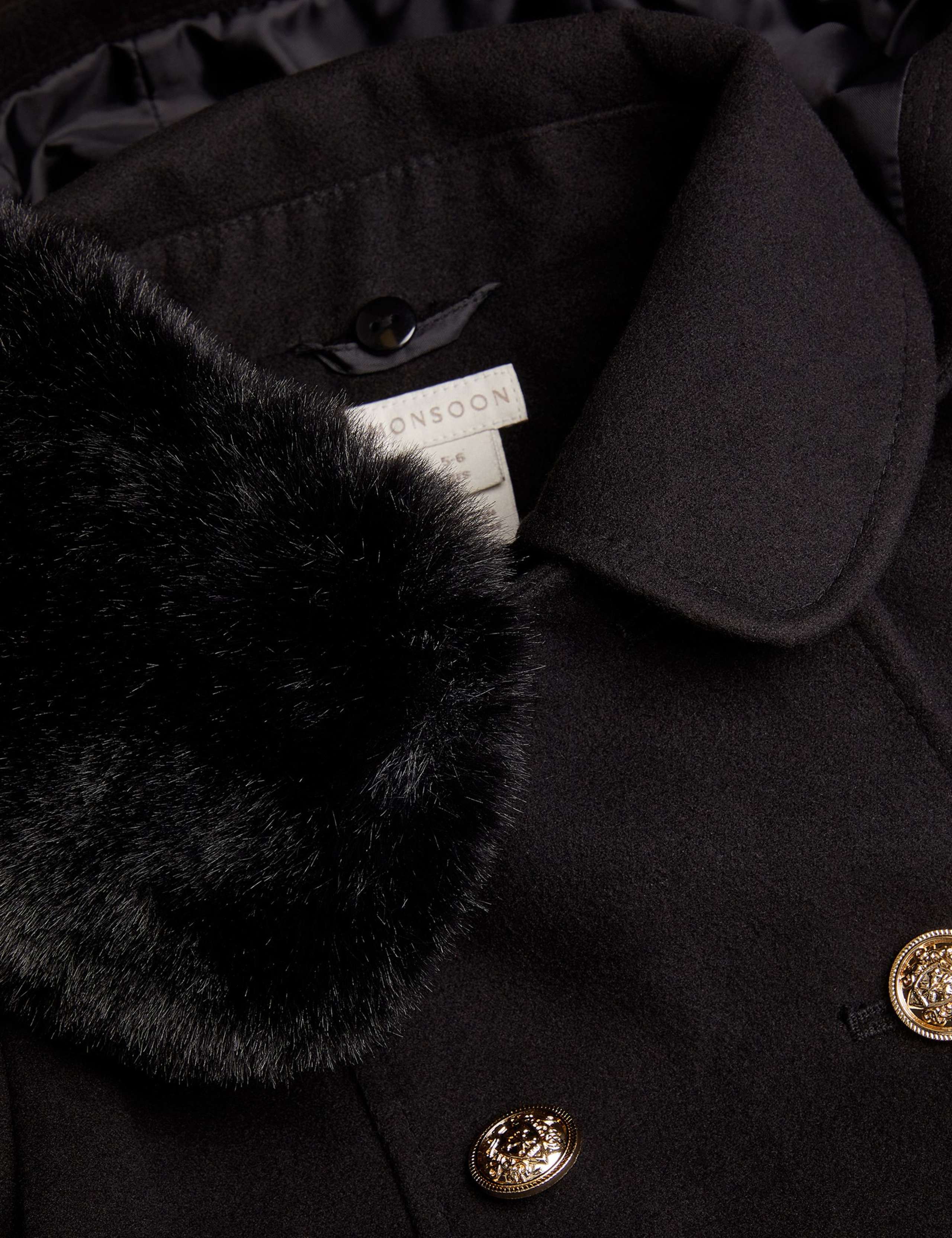 Faux Fur Collar Double-Breasted Coat 2 of 3
