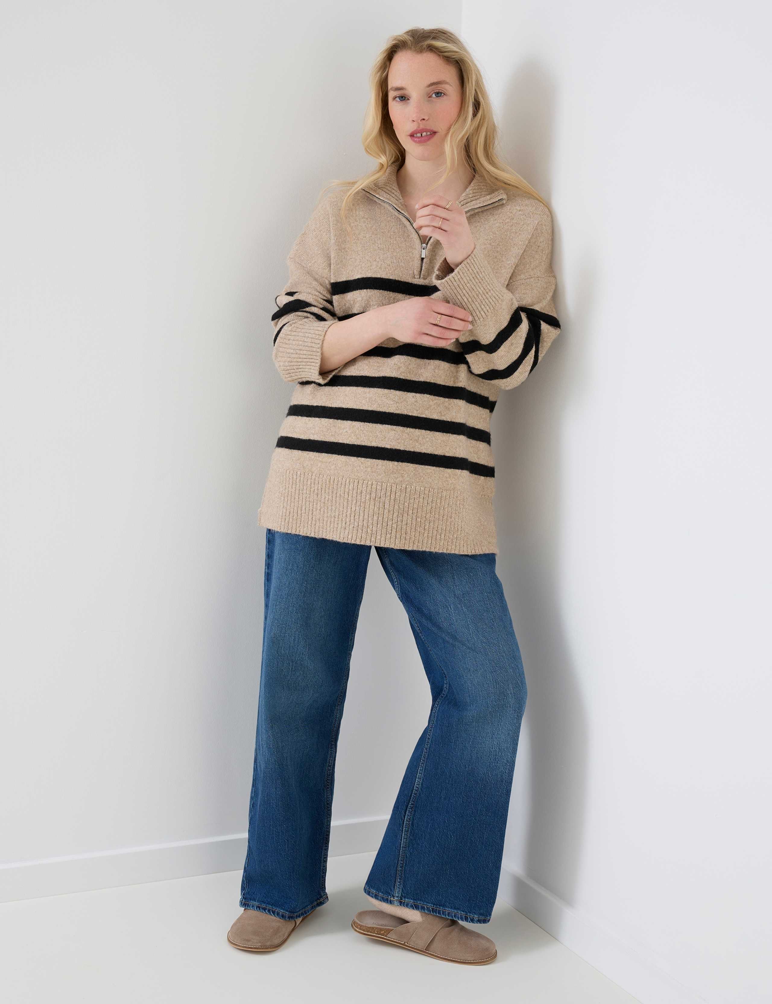 Maternity Nursing Striped Zip Neck Jumper 2 of 4