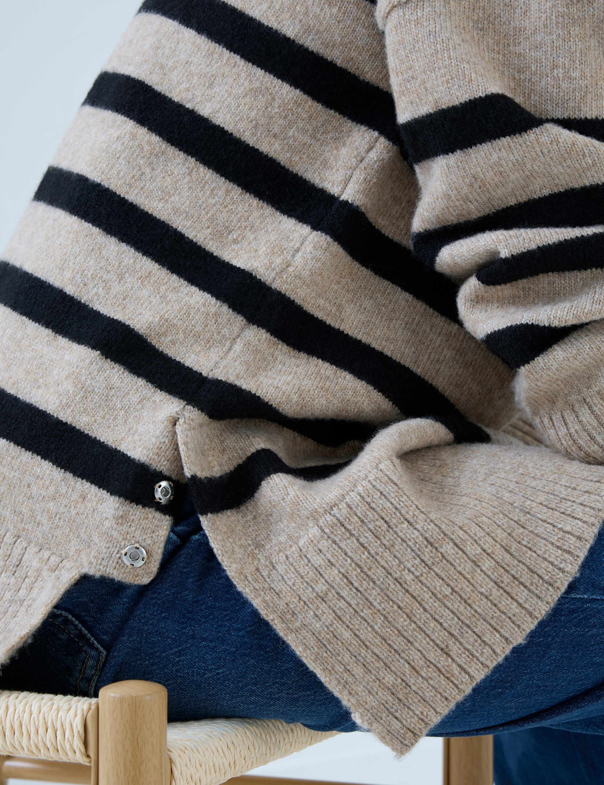 Maternity Nursing Striped Zip Neck Jumper 4 of 4