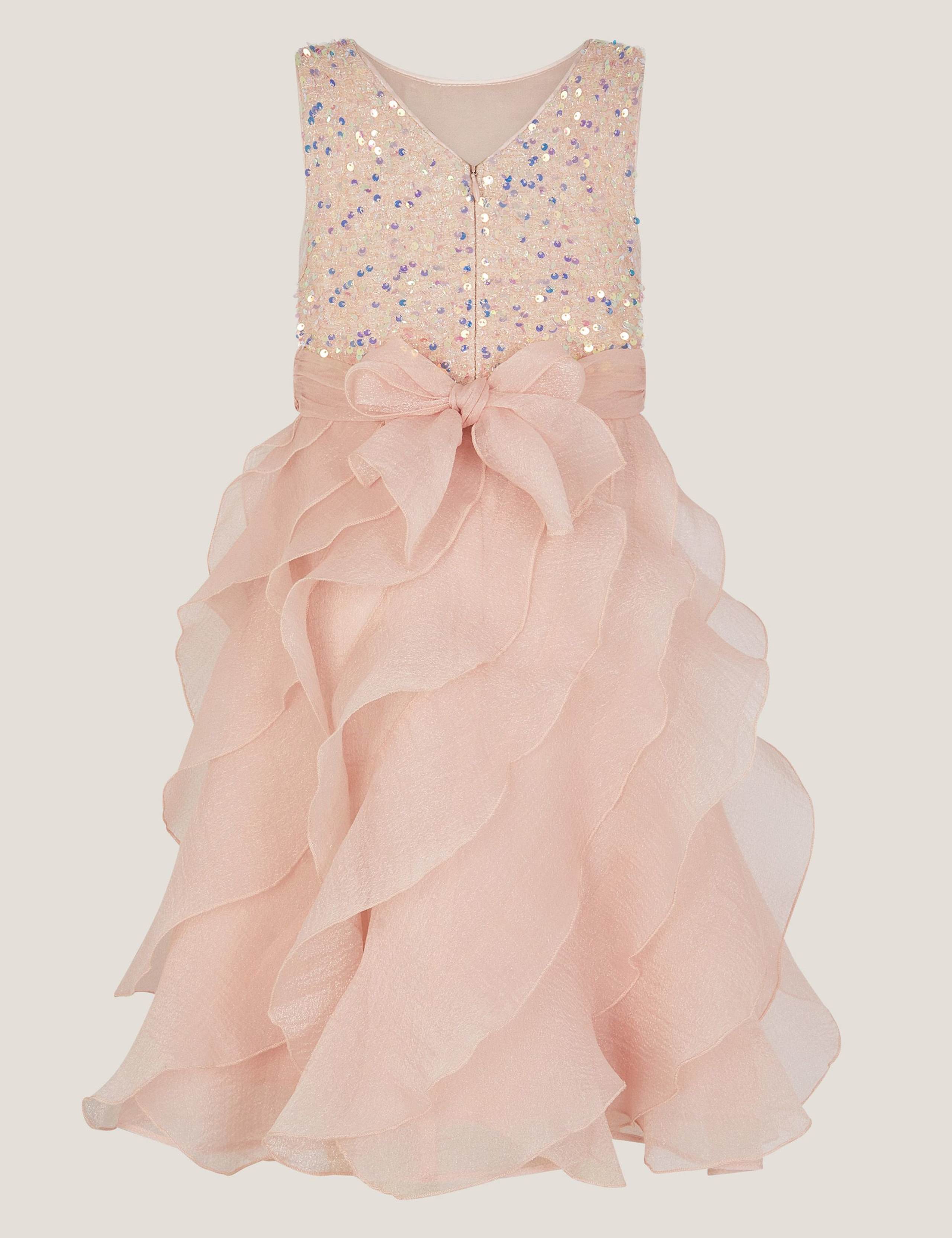 Sequin Waterfall Ruffle Party Dress Pink 2 of 3