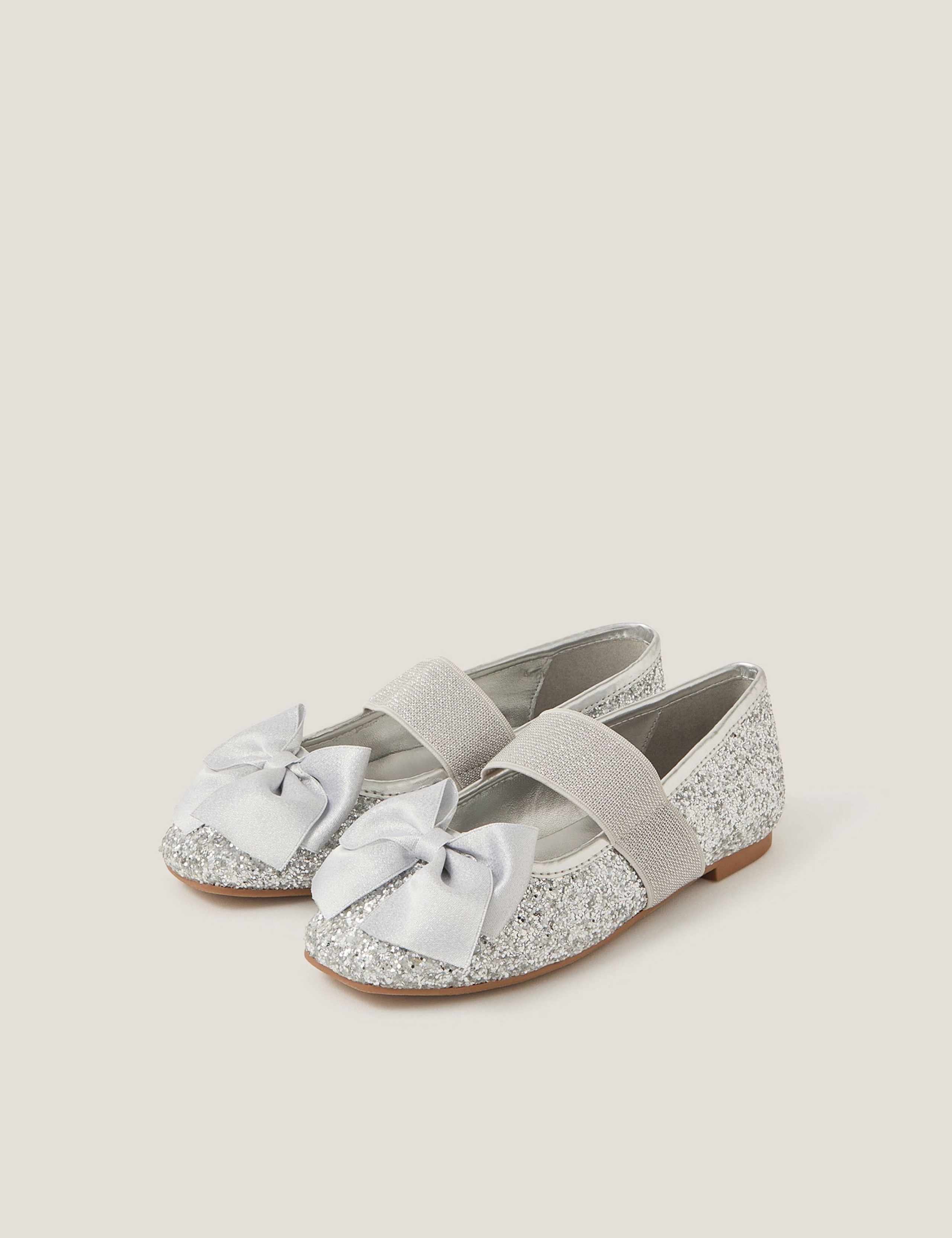 Glitter Bow Ballerina Party Shoes (7 Small - 4 Large) 2 of 3
