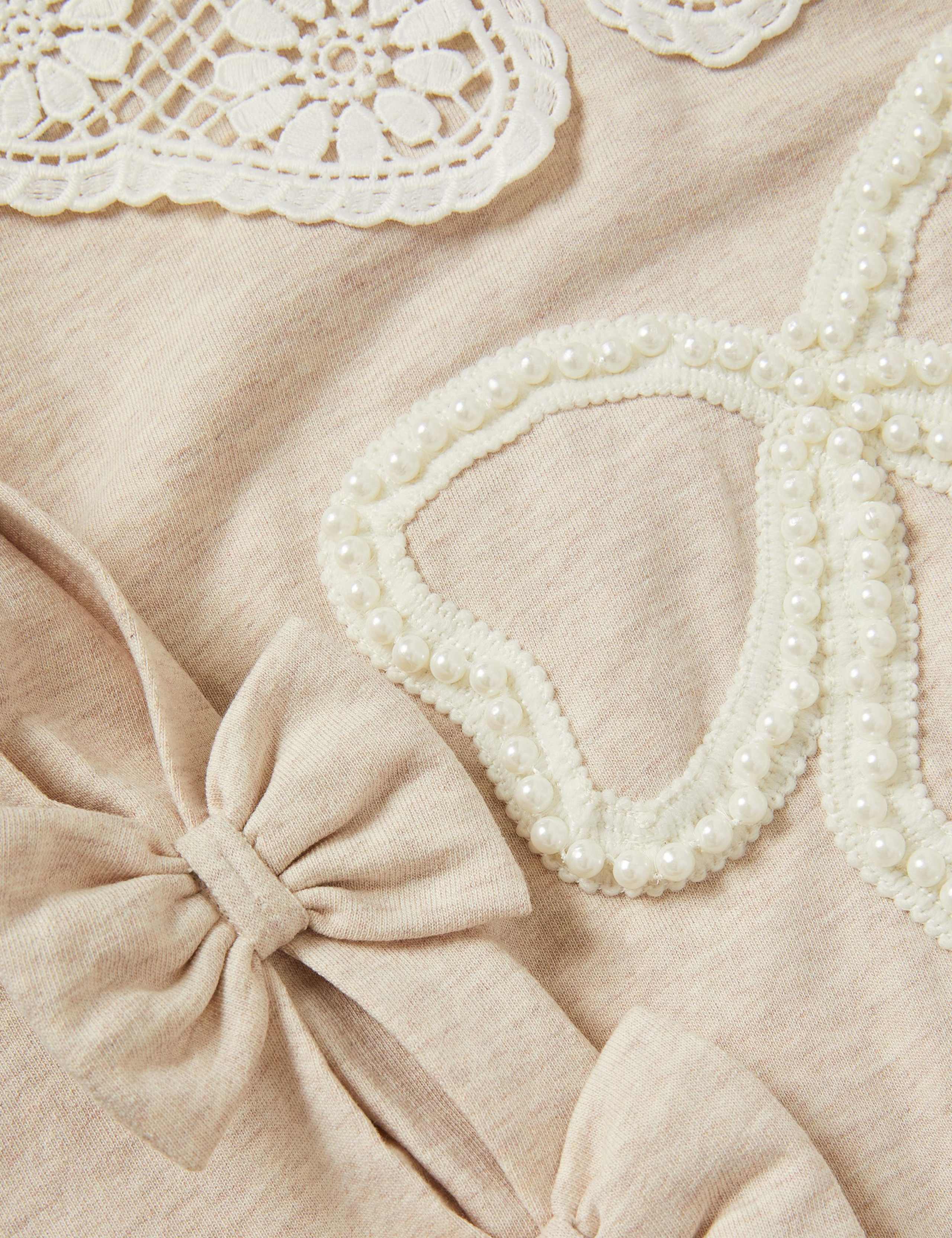 Pure Cotton Lace Collar Bow Sweatshirt (2-15 Yrs) 2 of 4