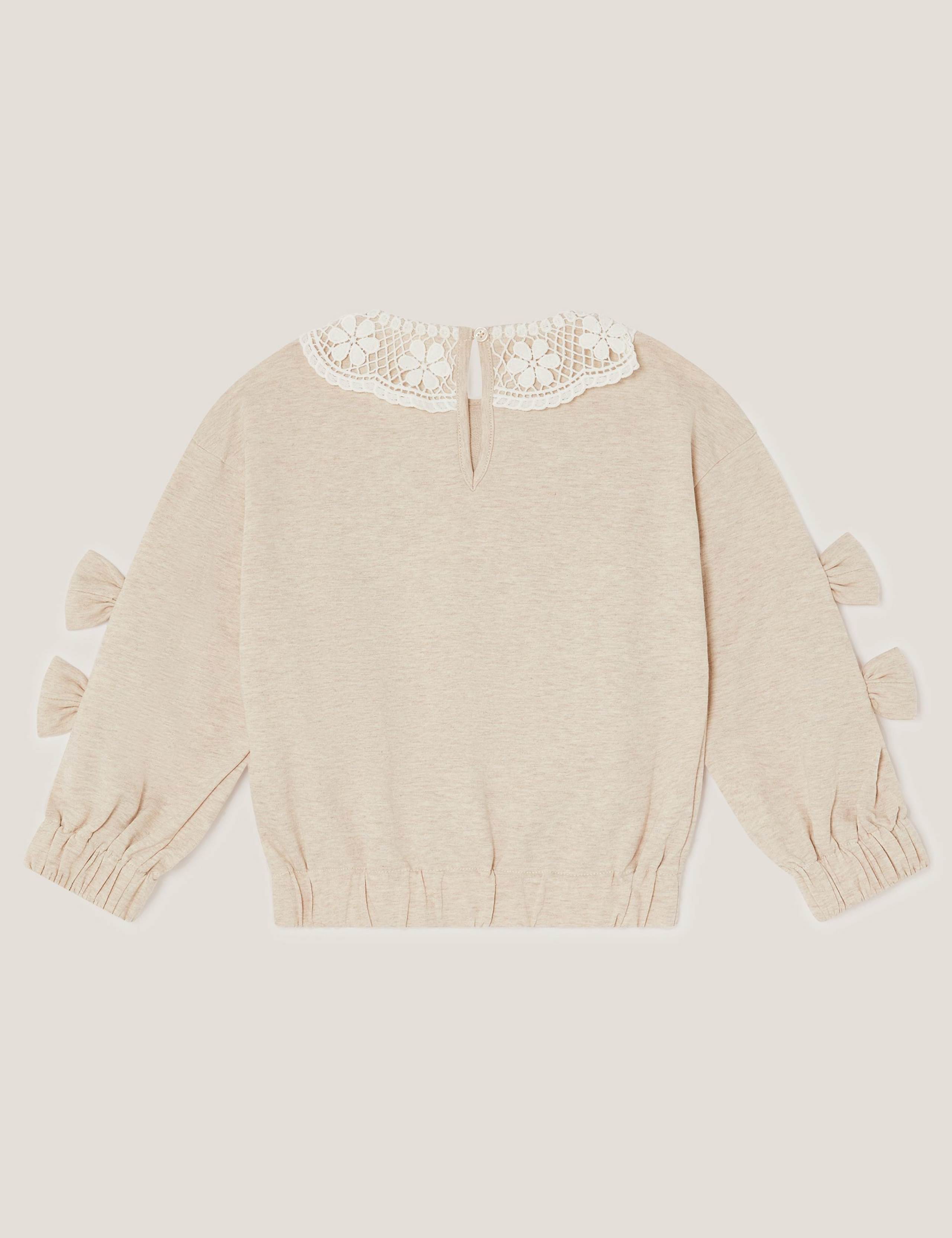 Pure Cotton Lace Collar Bow Sweatshirt (2-15 Yrs) 3 of 4