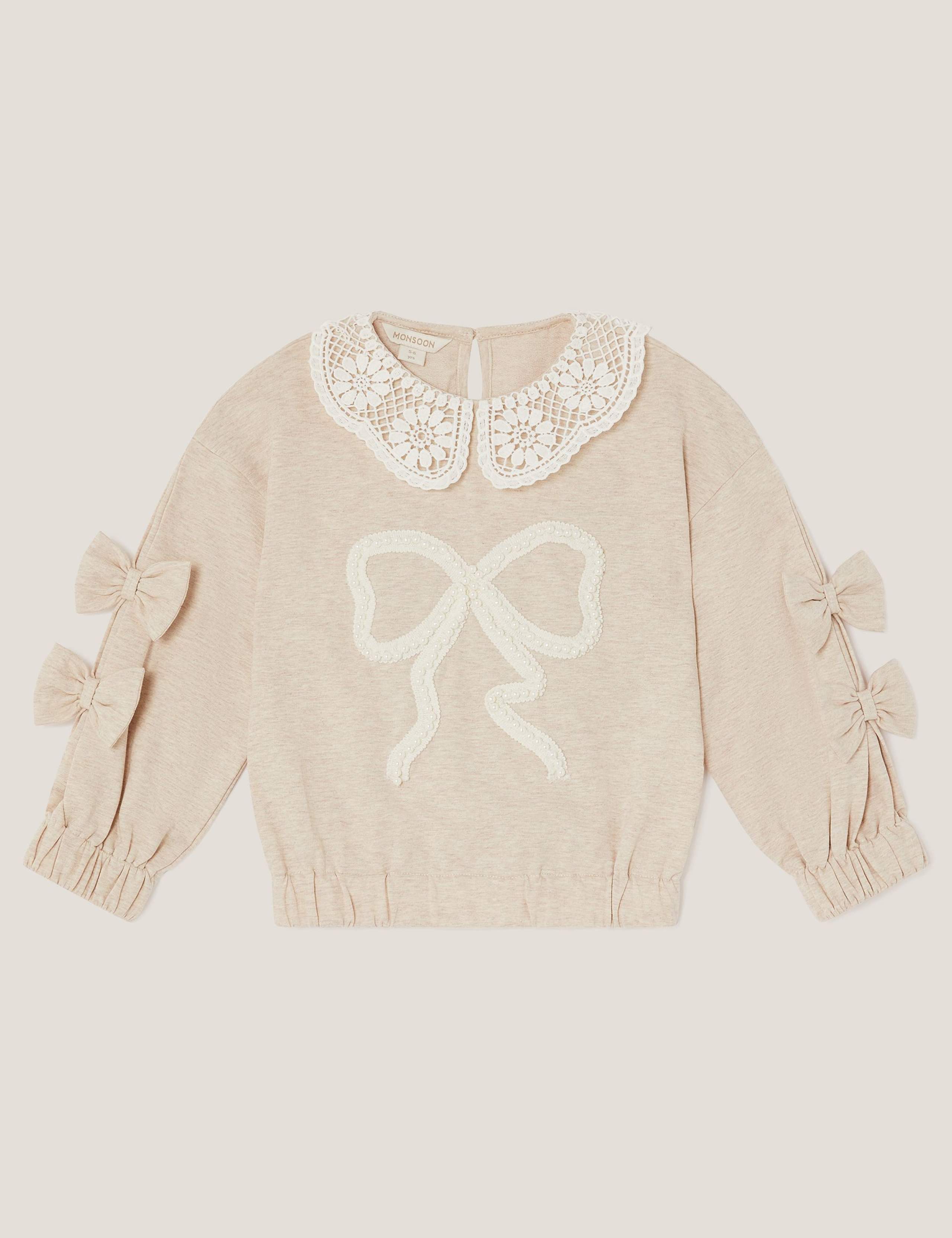 Pure Cotton Lace Collar Bow Sweatshirt (2-15 Yrs) 4 of 4