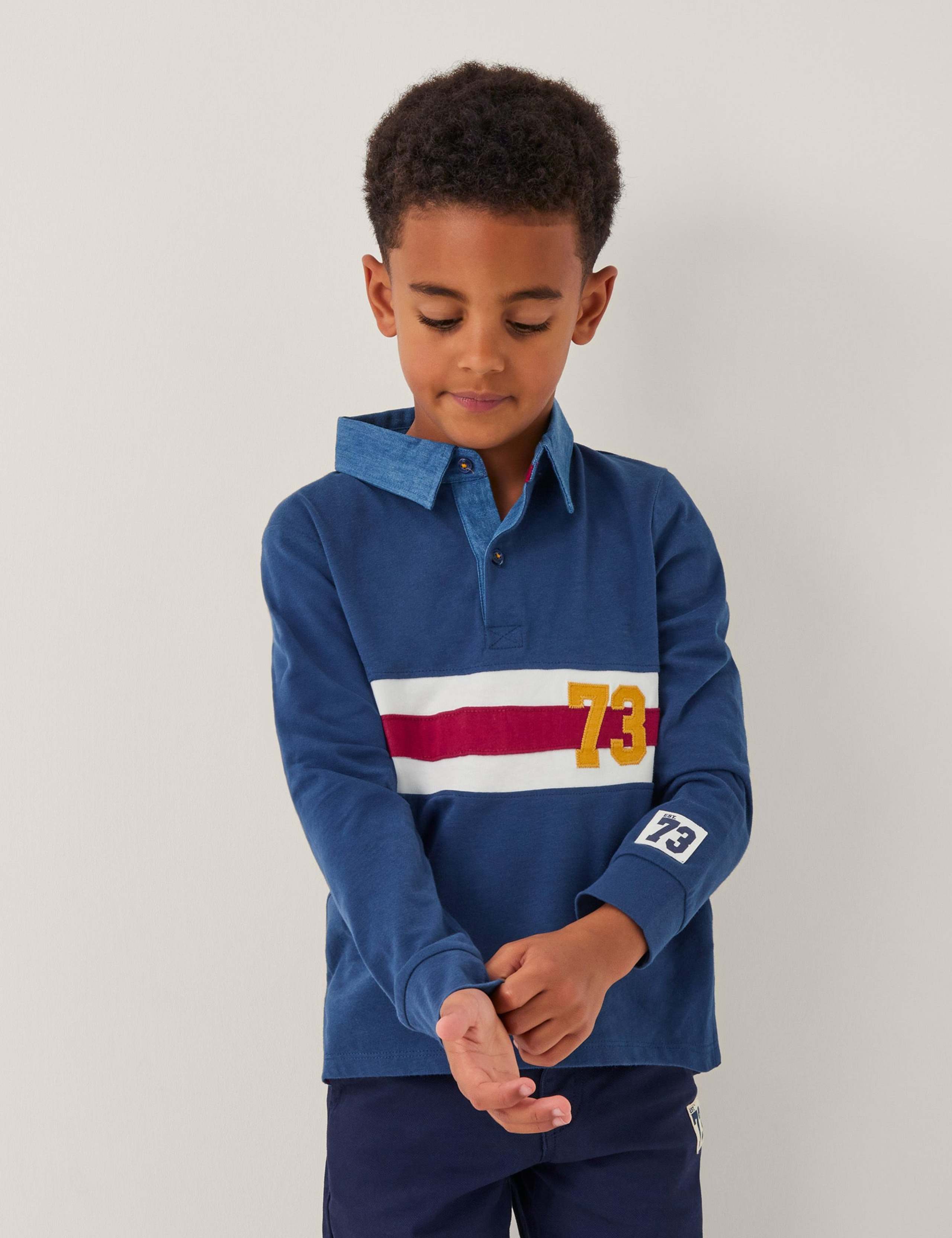 Pure Cotton Long Sleeve Polo Shirt (3-13 Yrs) 2 of 4