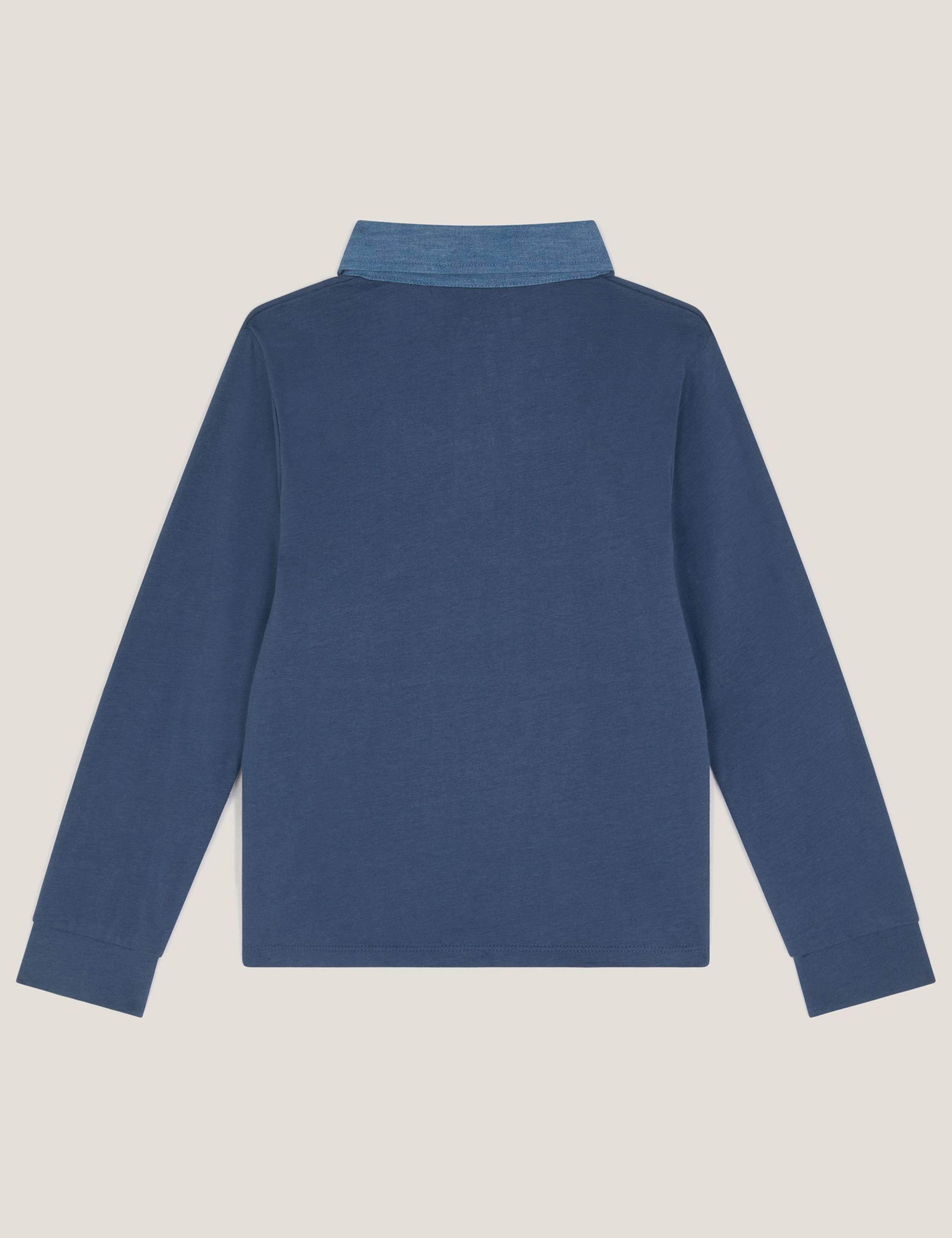 Pure Cotton Long Sleeve Polo Shirt (3-13 Yrs) 3 of 4