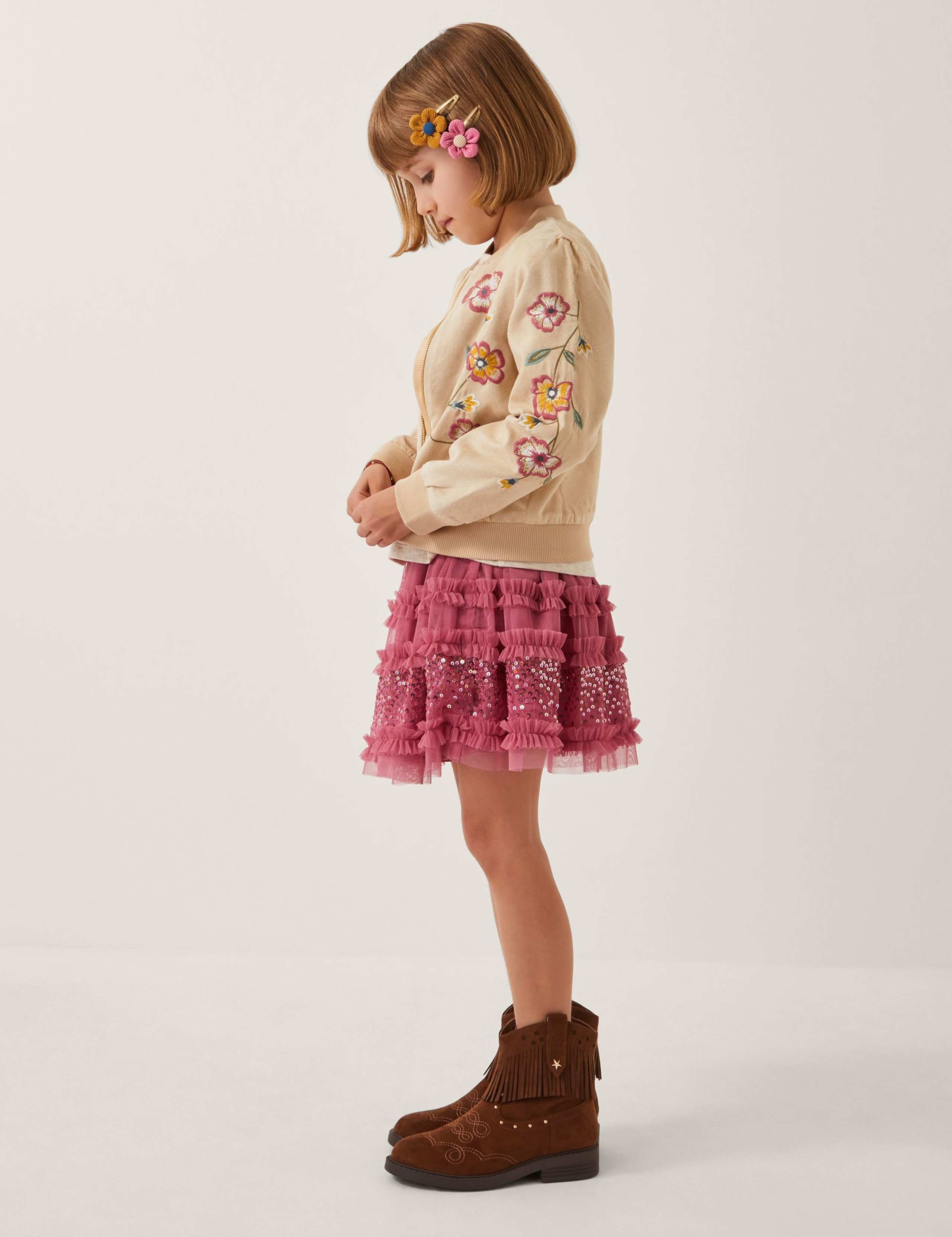 Suedette Floral Bomber (3-13 Yrs) 3 of 4