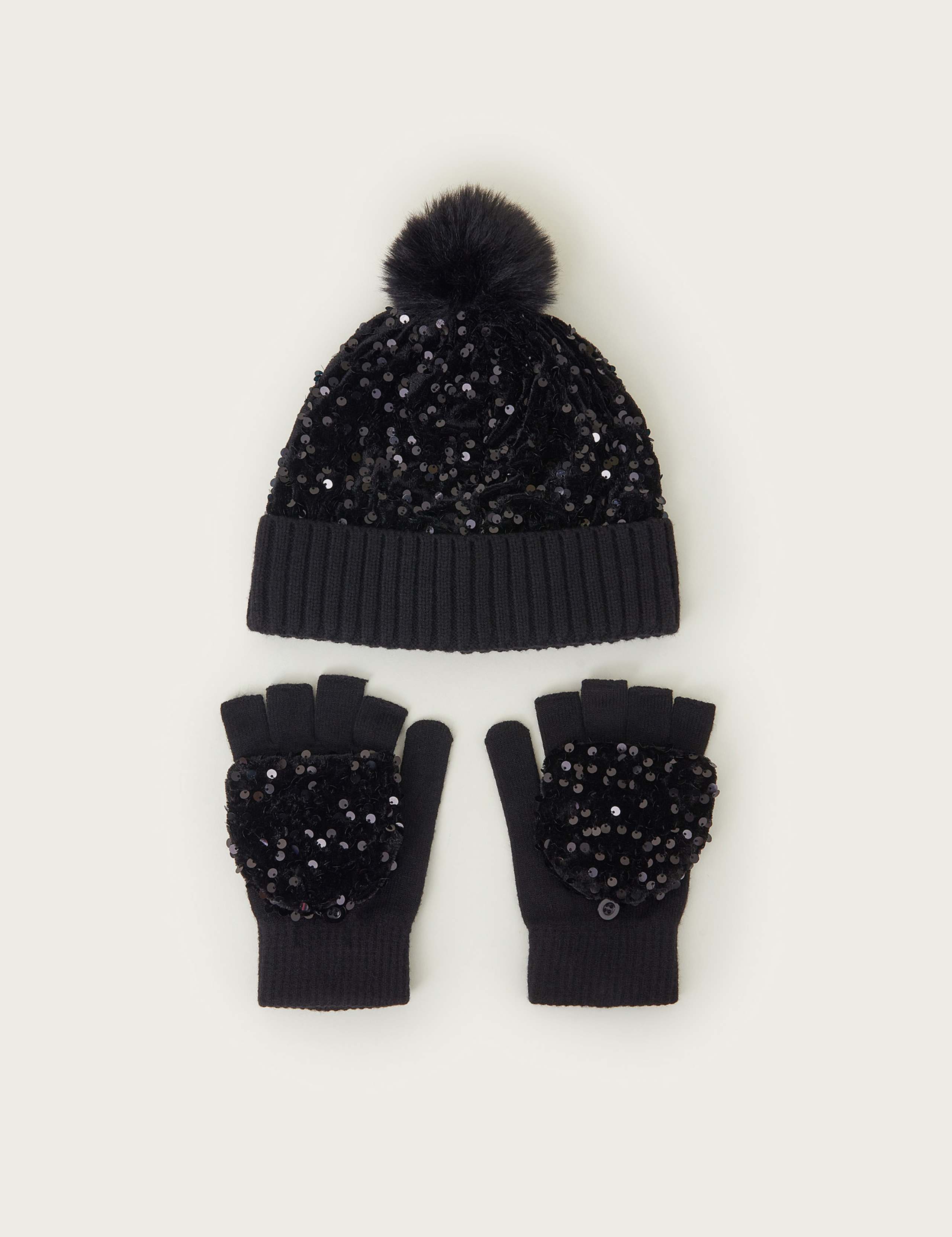 Kids' Sequin Hat and Glove Set (3-13 Yrs) 1 of 2