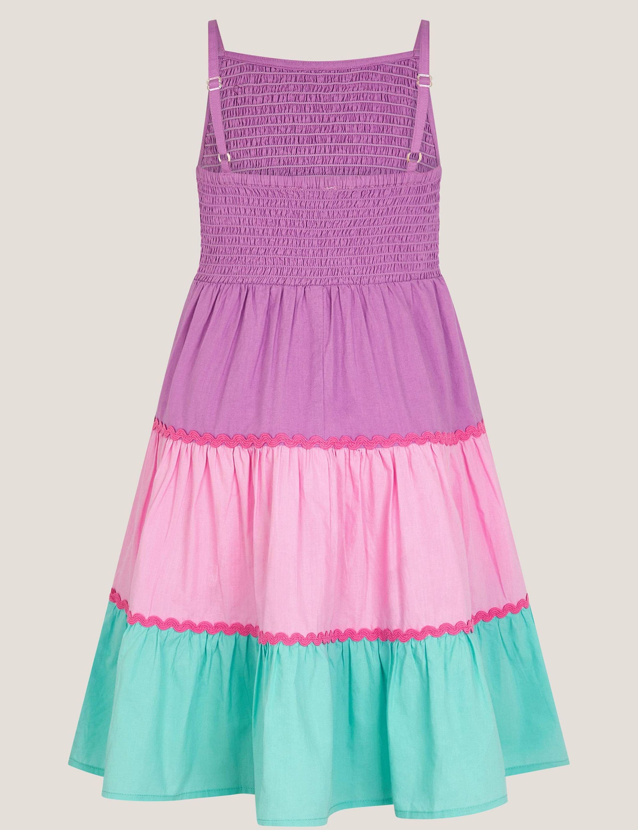 Pure Cotton Colour Block Shirred Dress (3-13 Years) 2 of 3