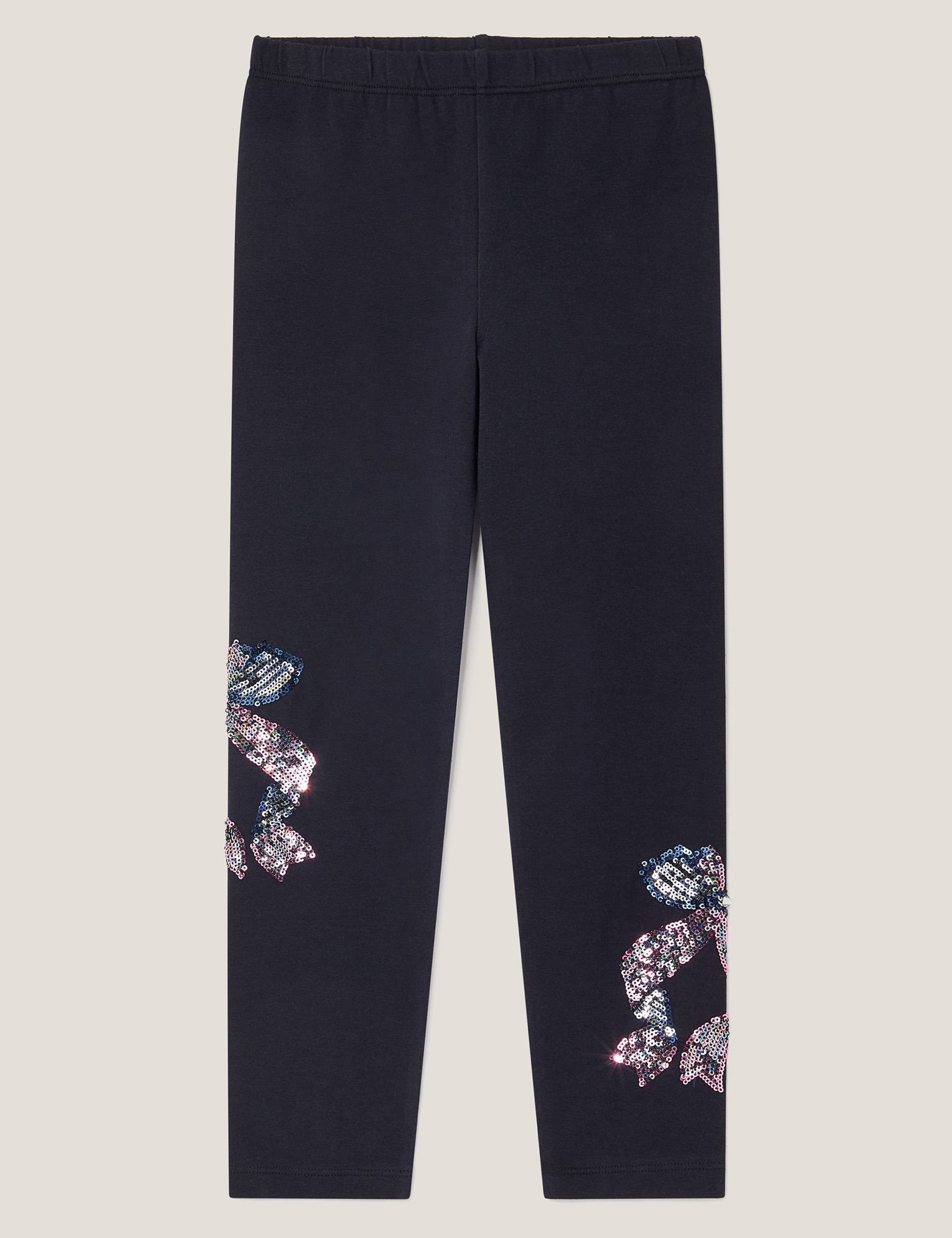 Cotton Rich Sequin Bow Embroidered Leggings (3-15 Yrs) 2 of 4