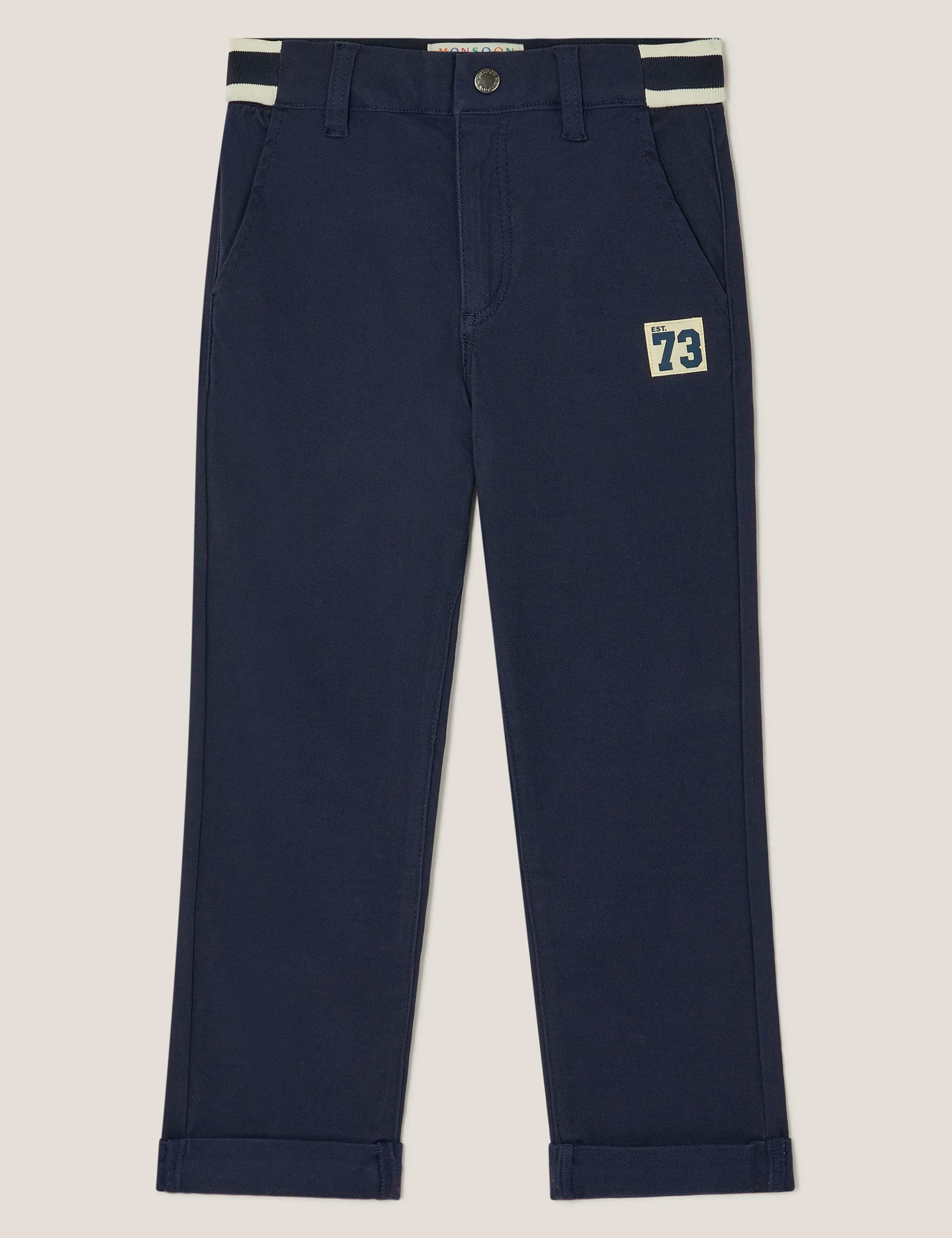 Cotton Rich Stripe Trim Trousers (2-13 Yrs) 2 of 4