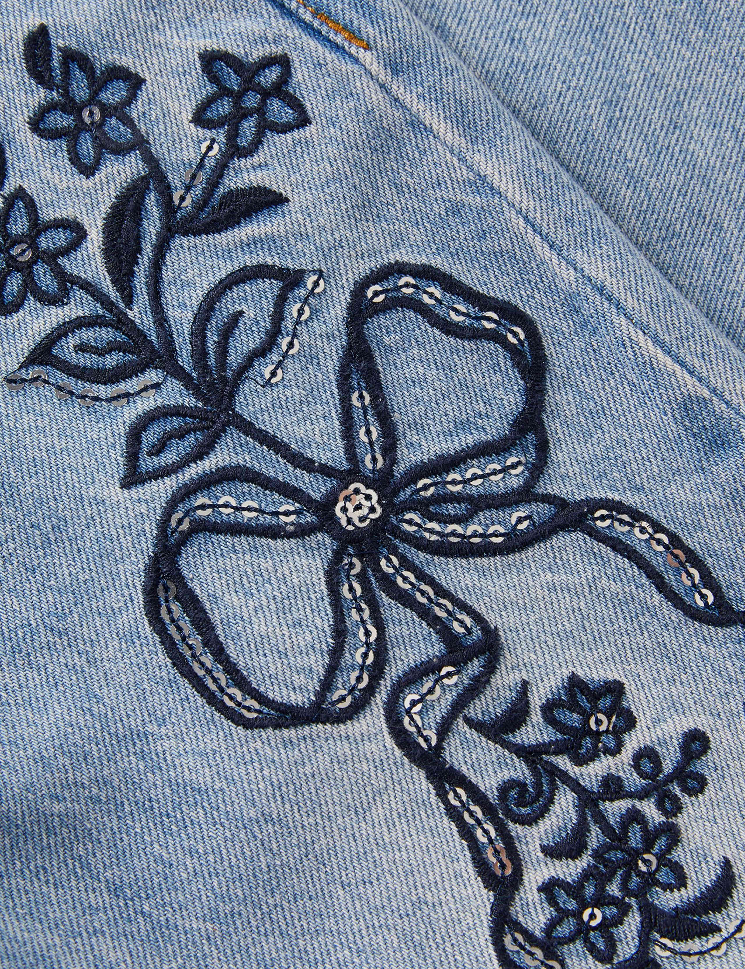 Pure Cotton Bow Embroidered Jeans (3-15 Yrs) 4 of 4