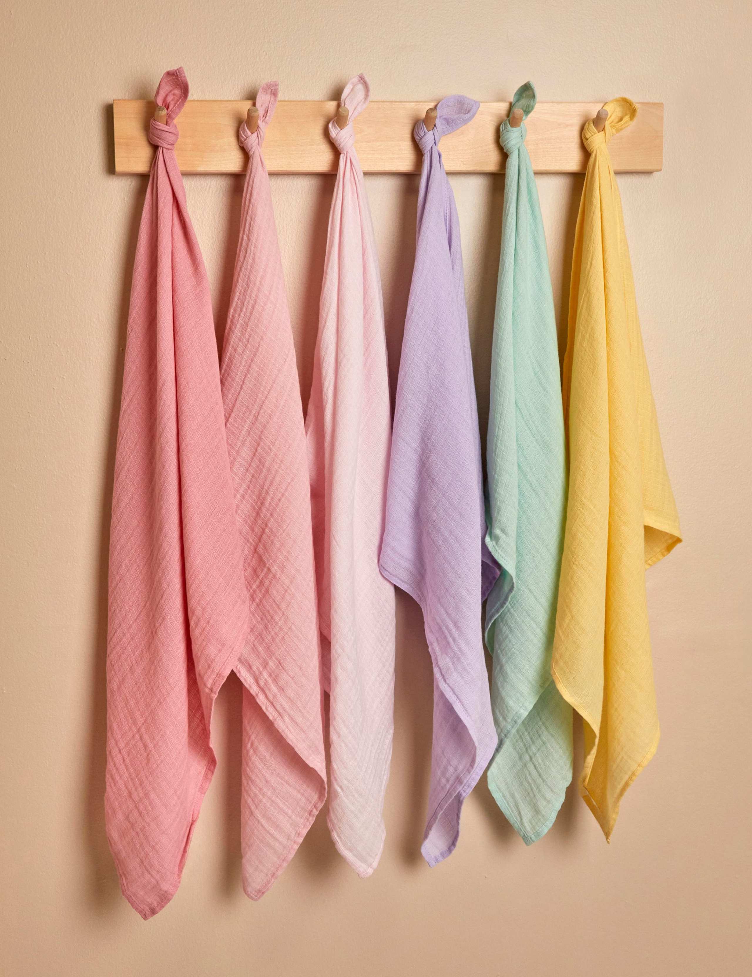 6pk Pure Cotton Pastel Muslin Squares 1 of 3