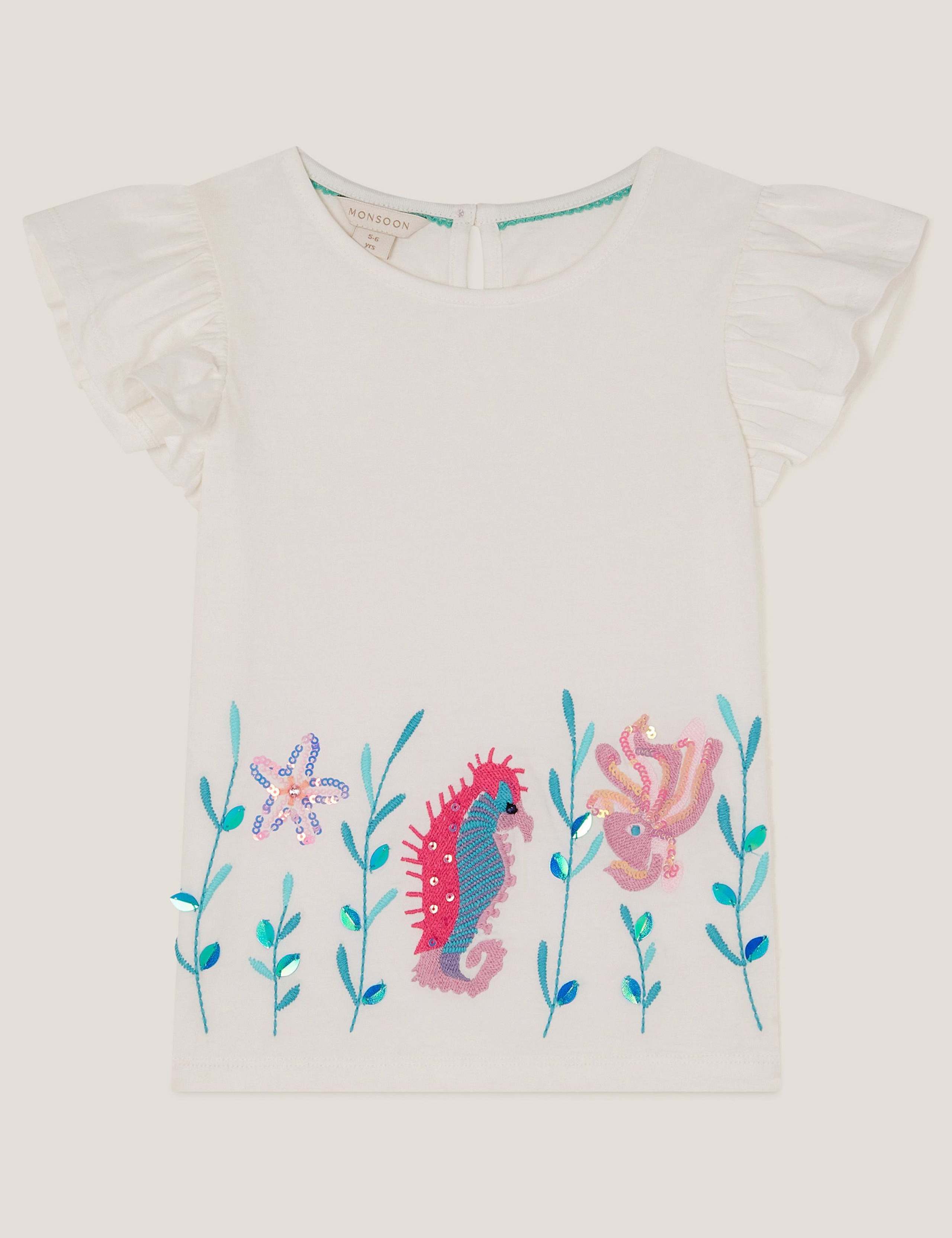 Pure Cotton Sealife T-Shirt (3-13 Years) 1 of 2