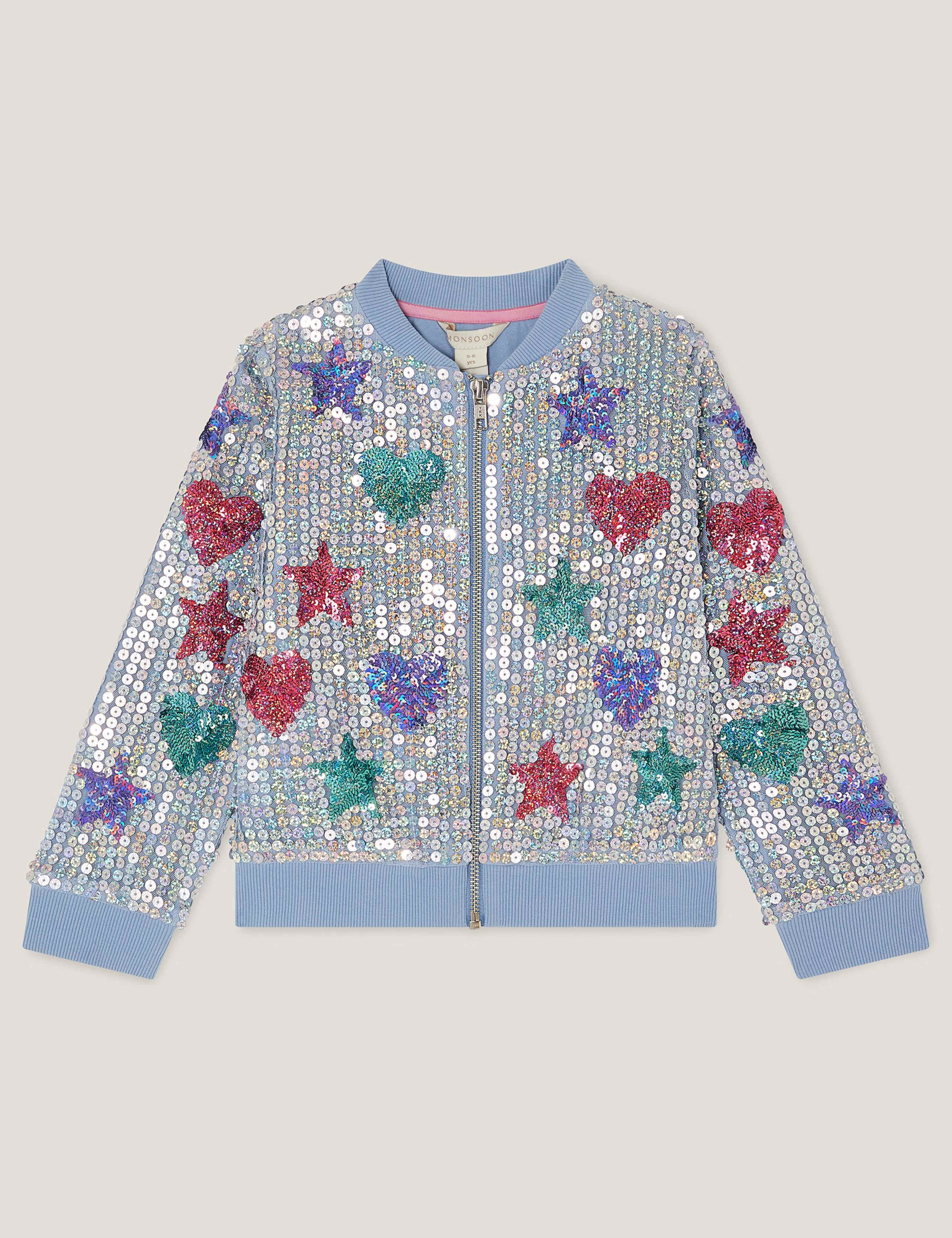 Pure Cotton Sequin Bomber (3-15 Yrs) 2 of 4