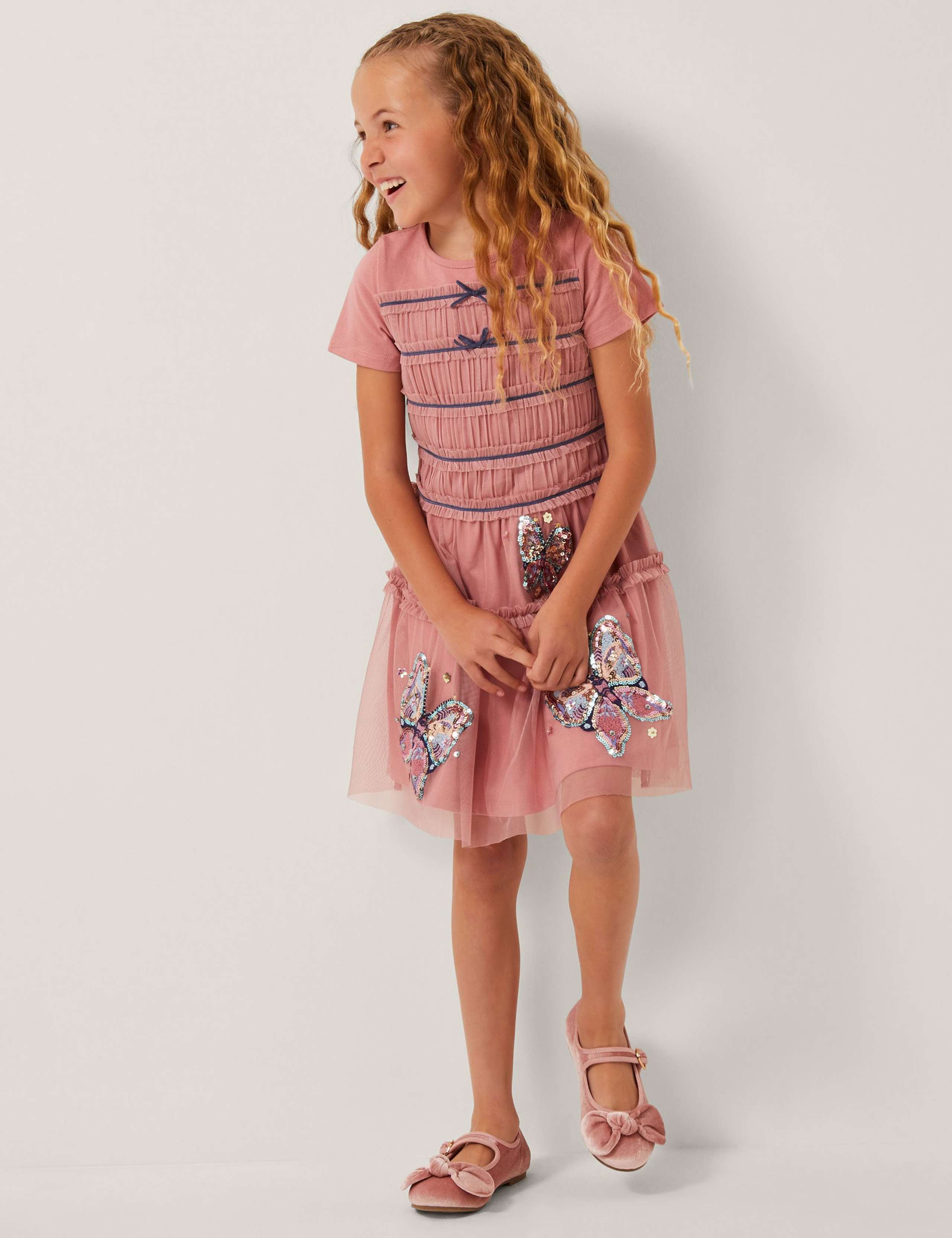 Jersey Mesh Sequin Butterfly Dress (3-13 Yrs) 1 of 4