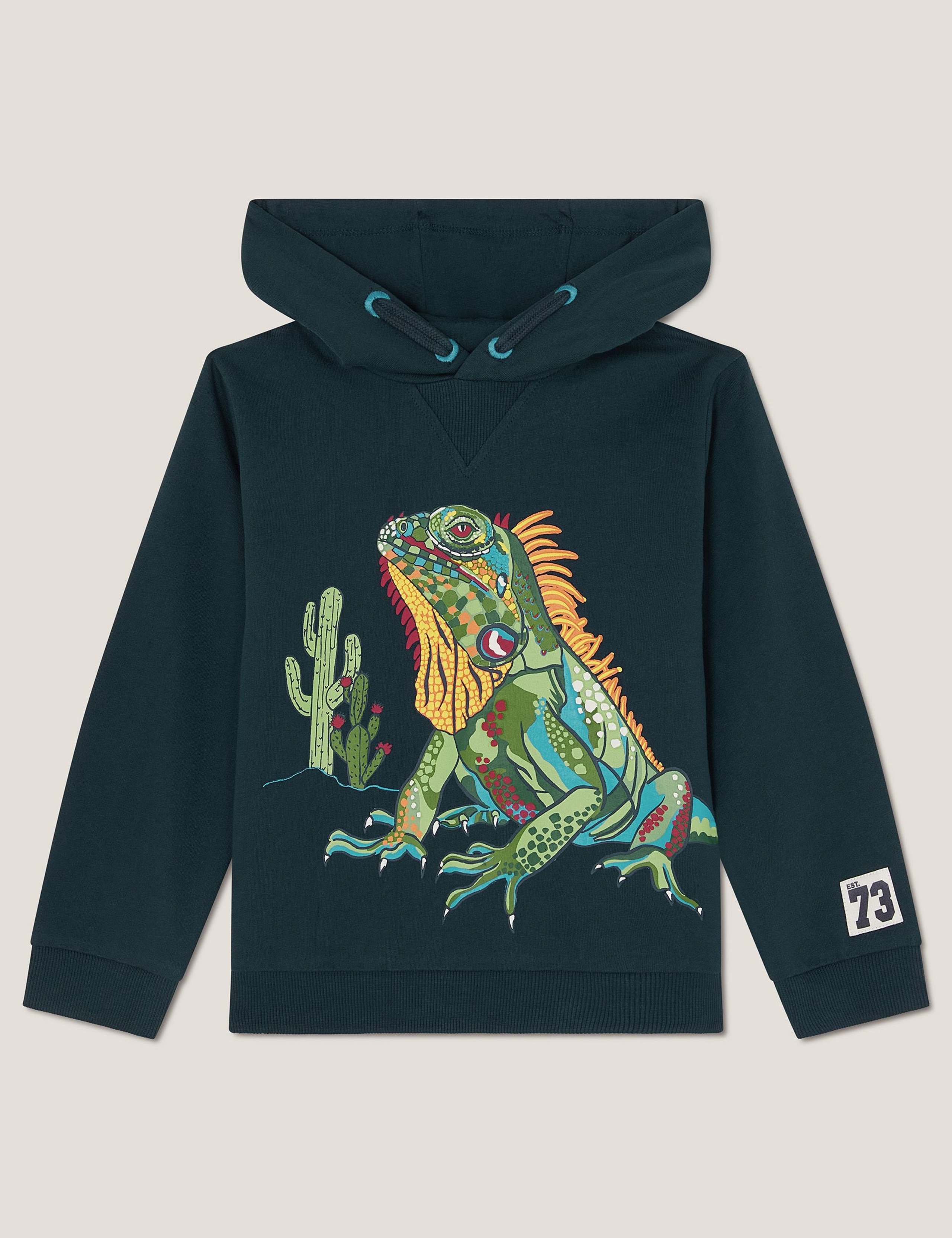 Pure Cotton Iguana Graphic Hoodie (3-13 Years) 1 of 3