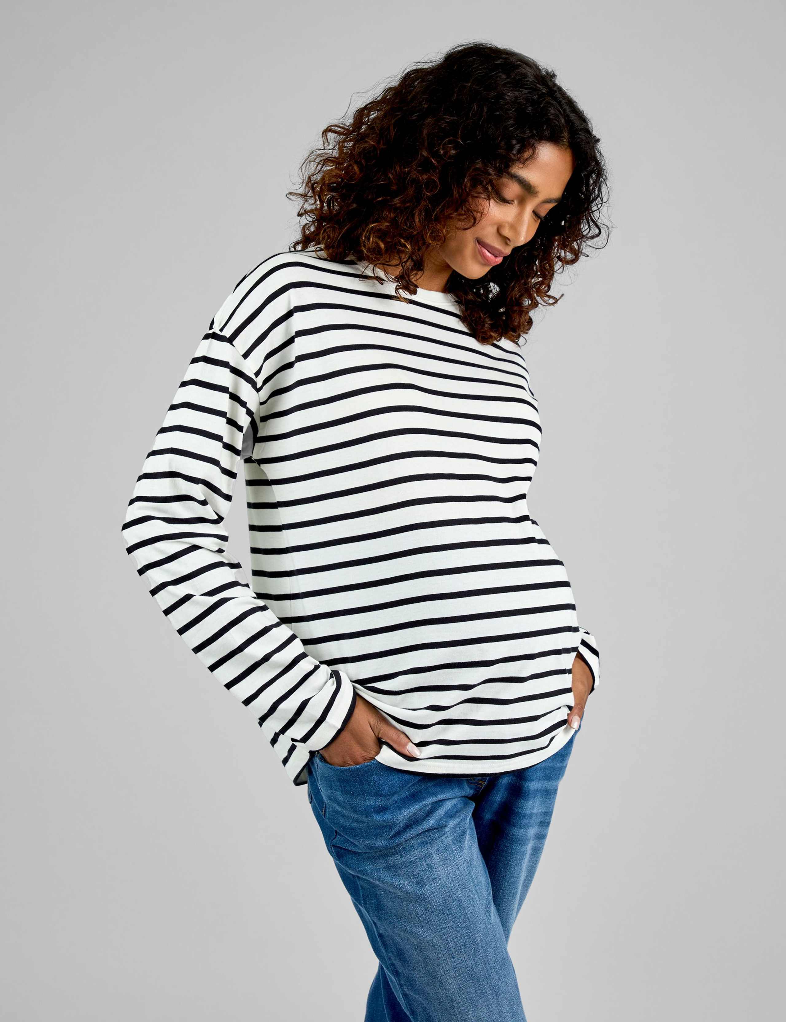 Maternity Pure Cotton Striped Top 1 of 4