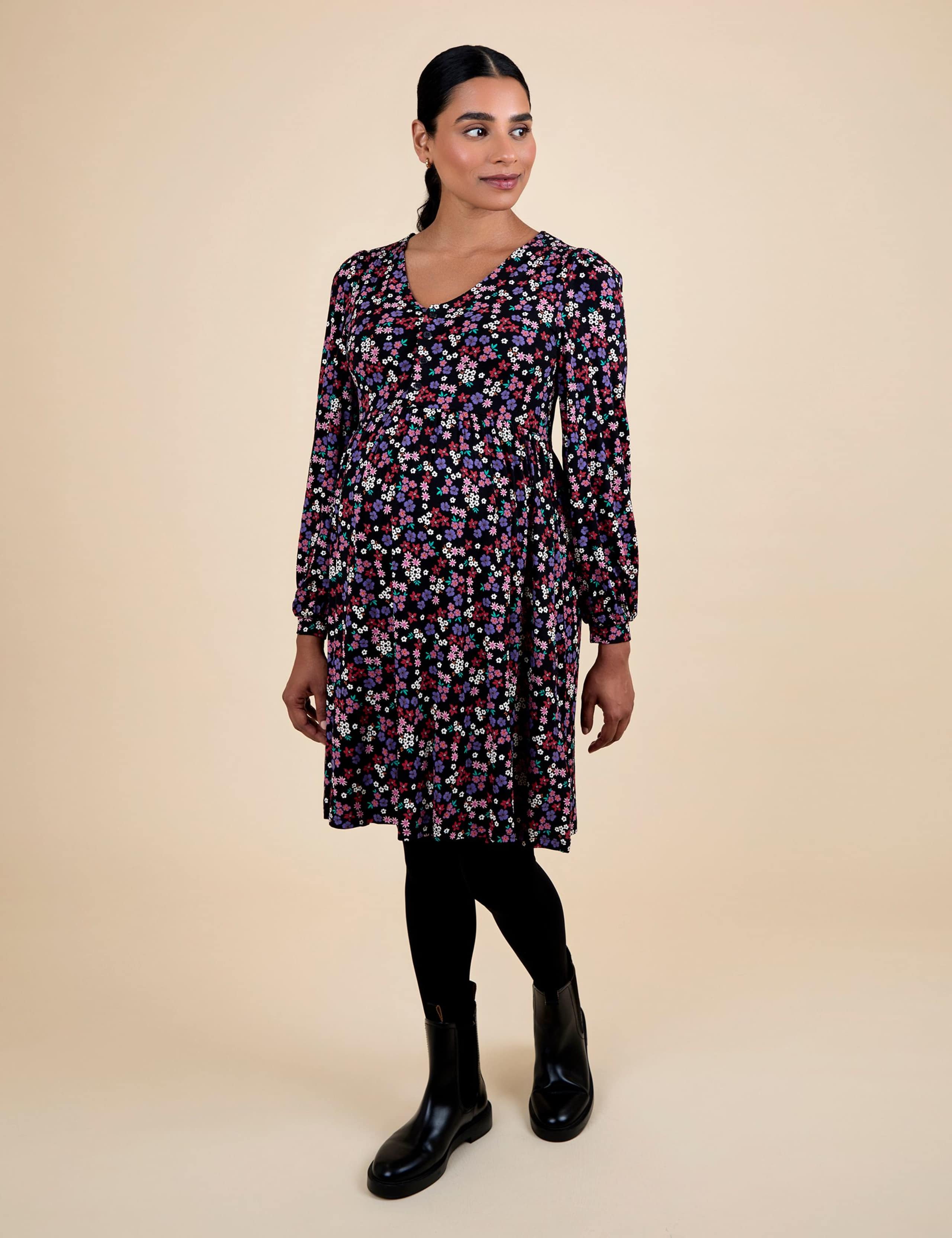 Maternity Floral V-Neck Swing Dress 2 of 5