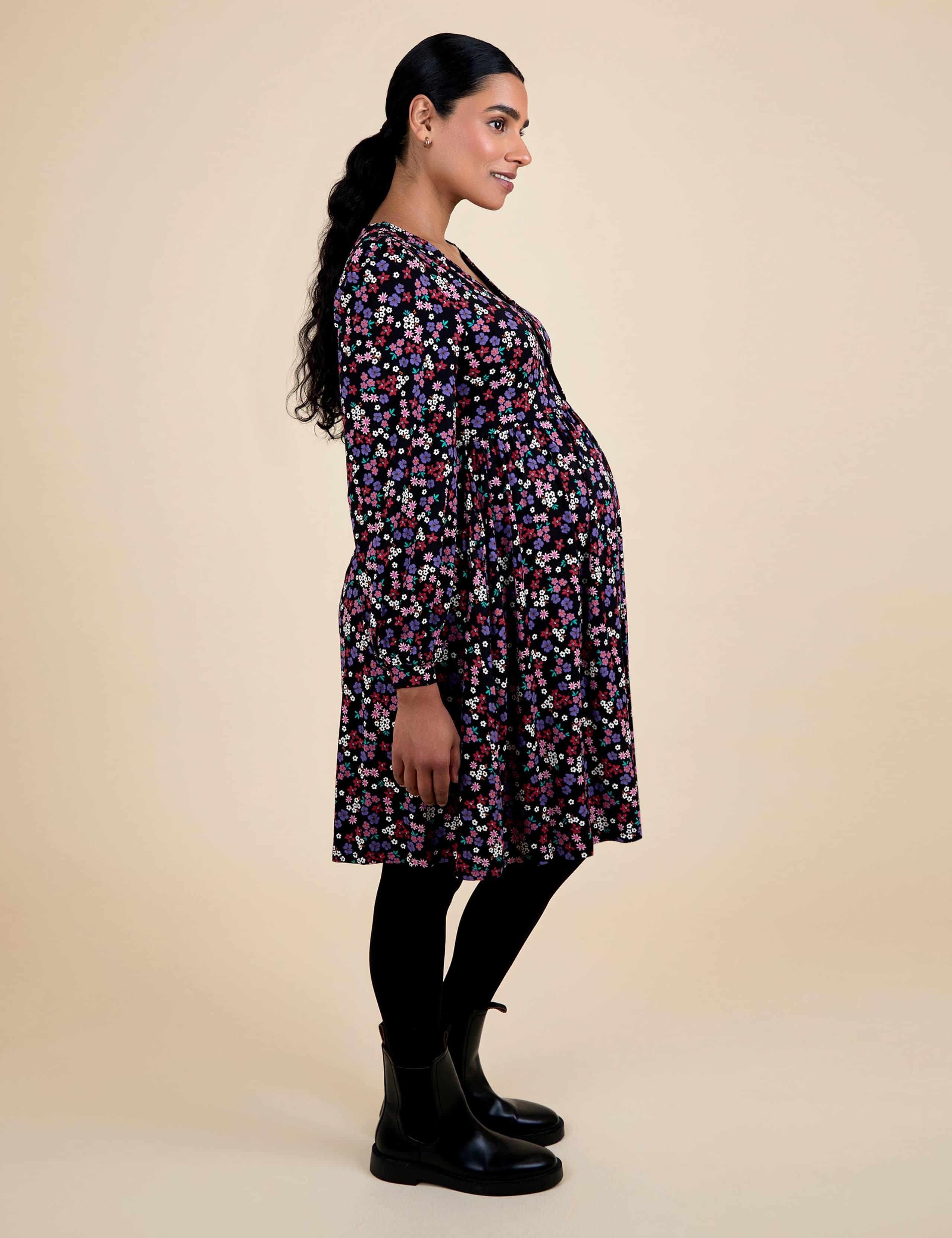 Maternity Floral V-Neck Swing Dress 3 of 5