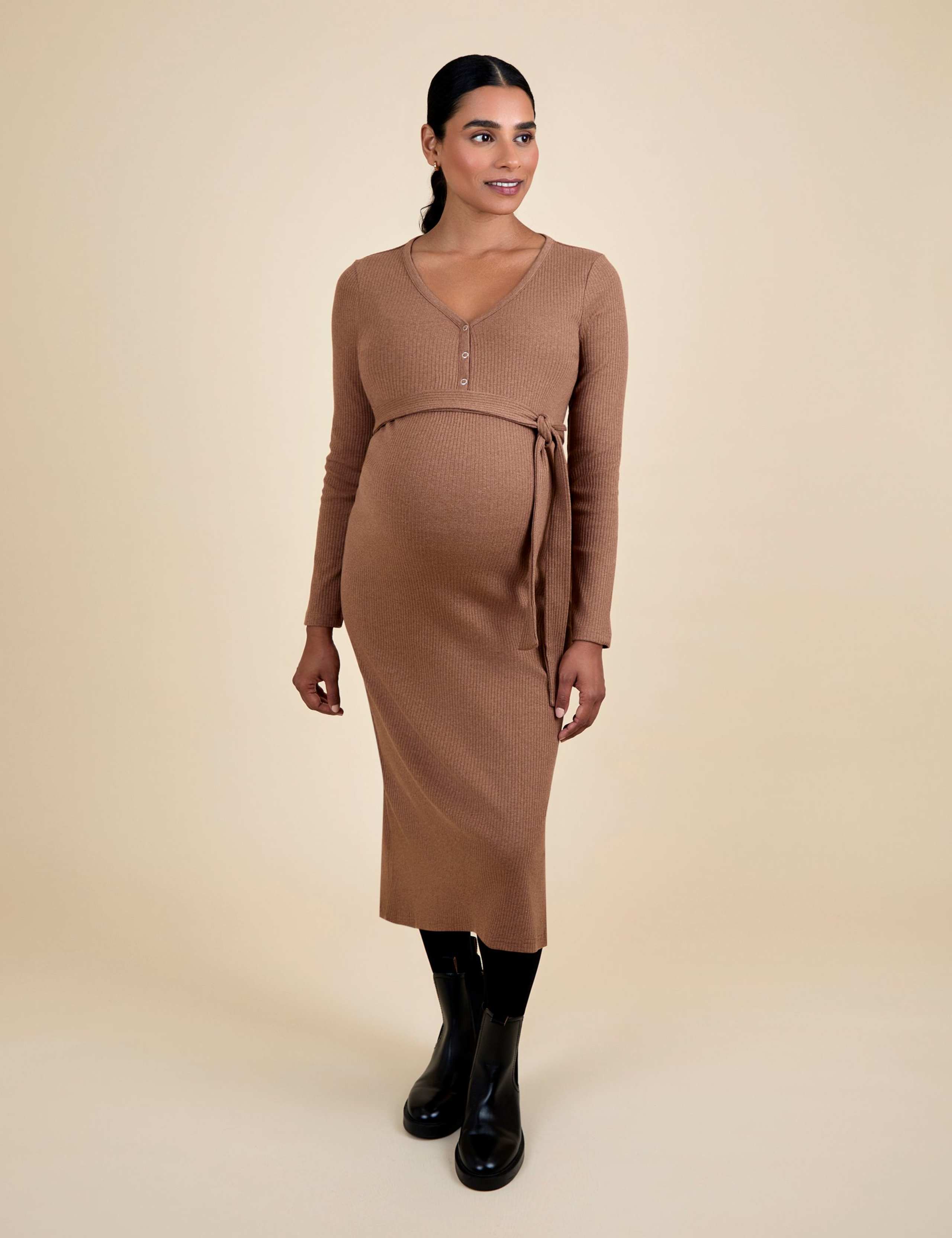 Maternity Cotton Rich Ribbed Bodycon Dress 3 of 5