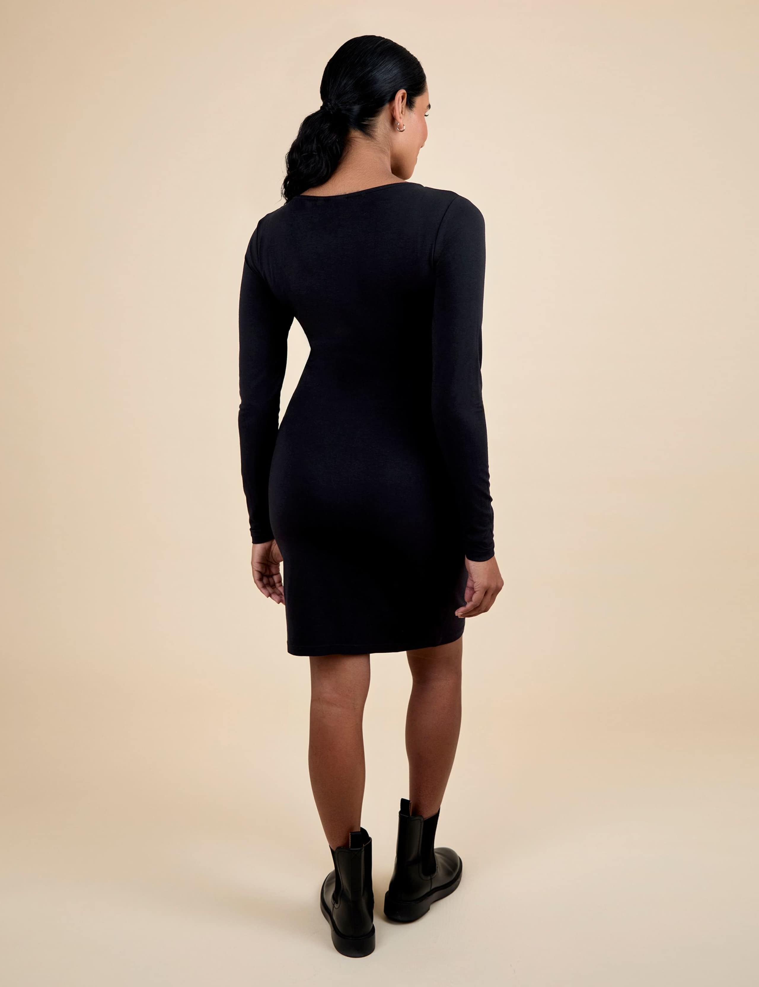 Maternity Round Neck Mini Bodycon Dress 2 of 4