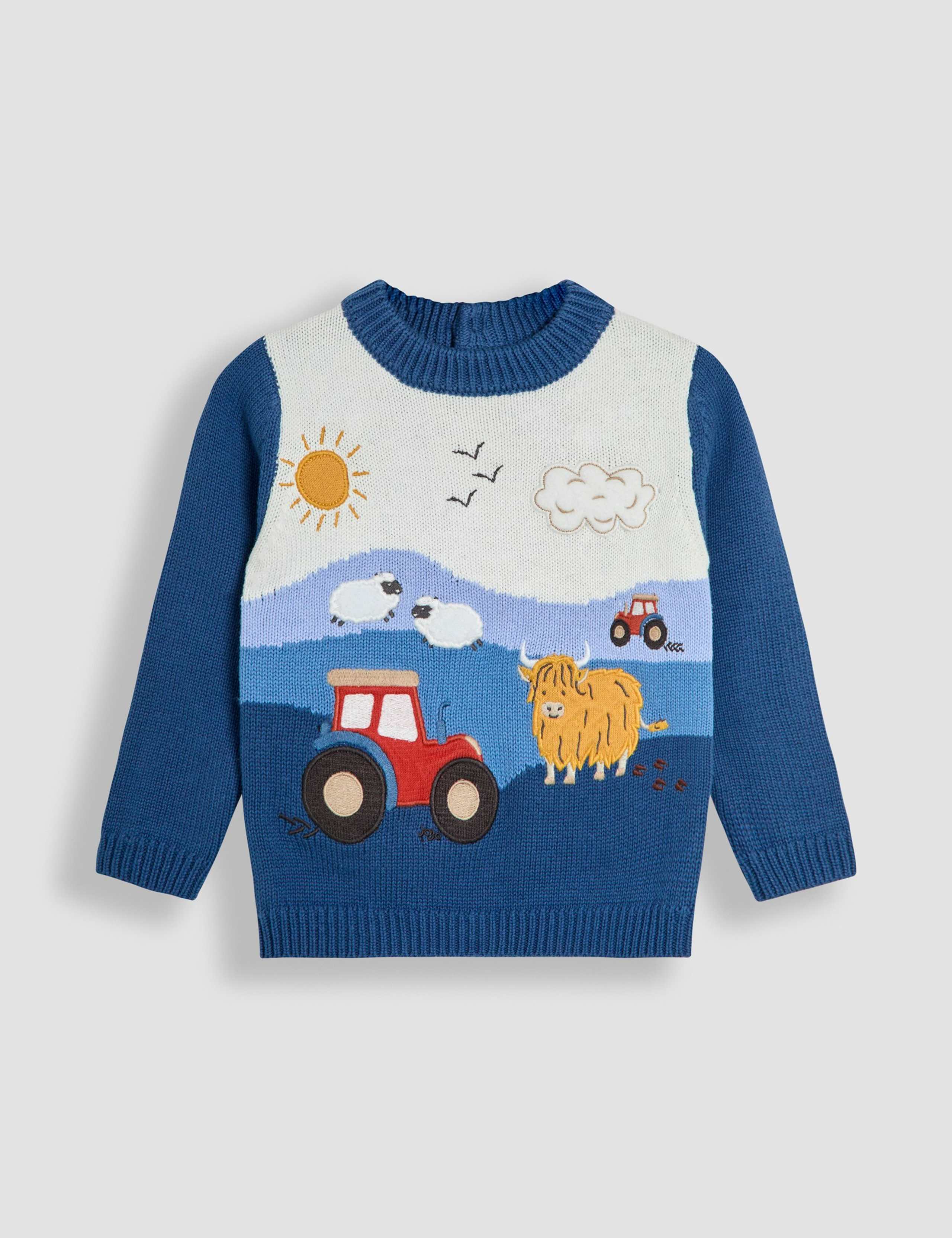 Pure Cotton Tractor Scene Jumper (6 Mths-7 Yrs) 1 of 3