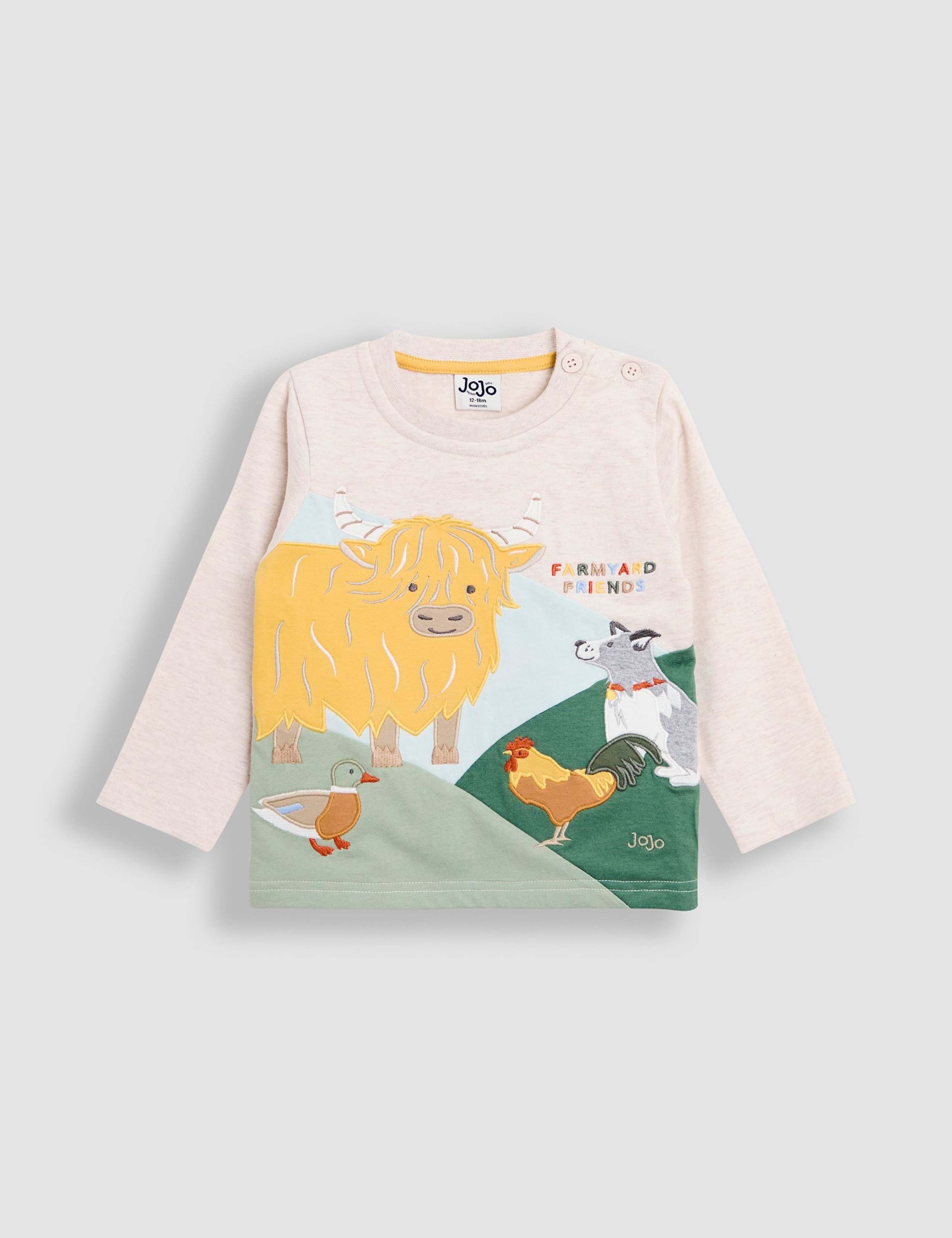 Pure Cotton Highland Cow Applique Top (0-7 Yrs) 1 of 3