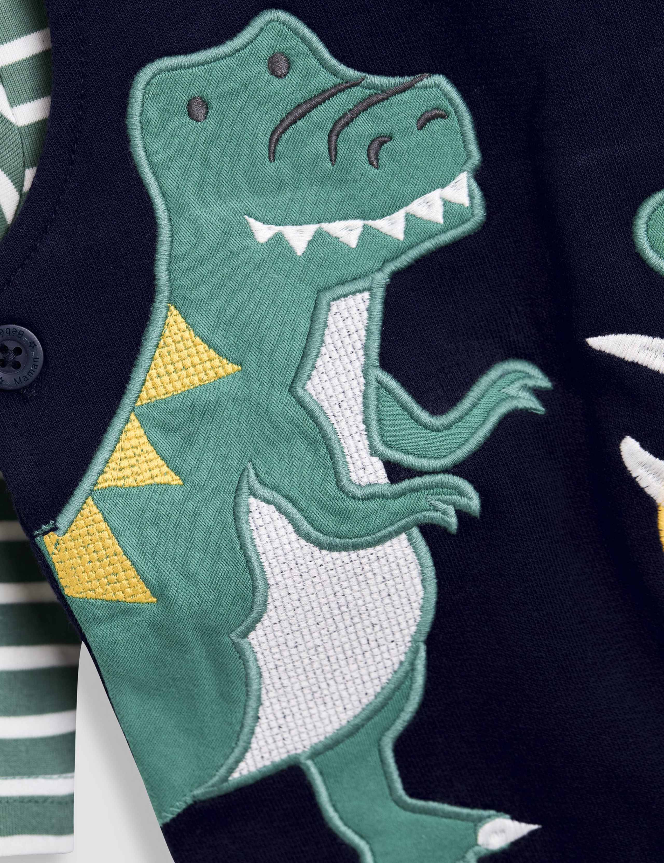 Pure Cotton 2pc Dinosaur Dungarees & Top Outfit (0-3 Yrs) 3 of 8
