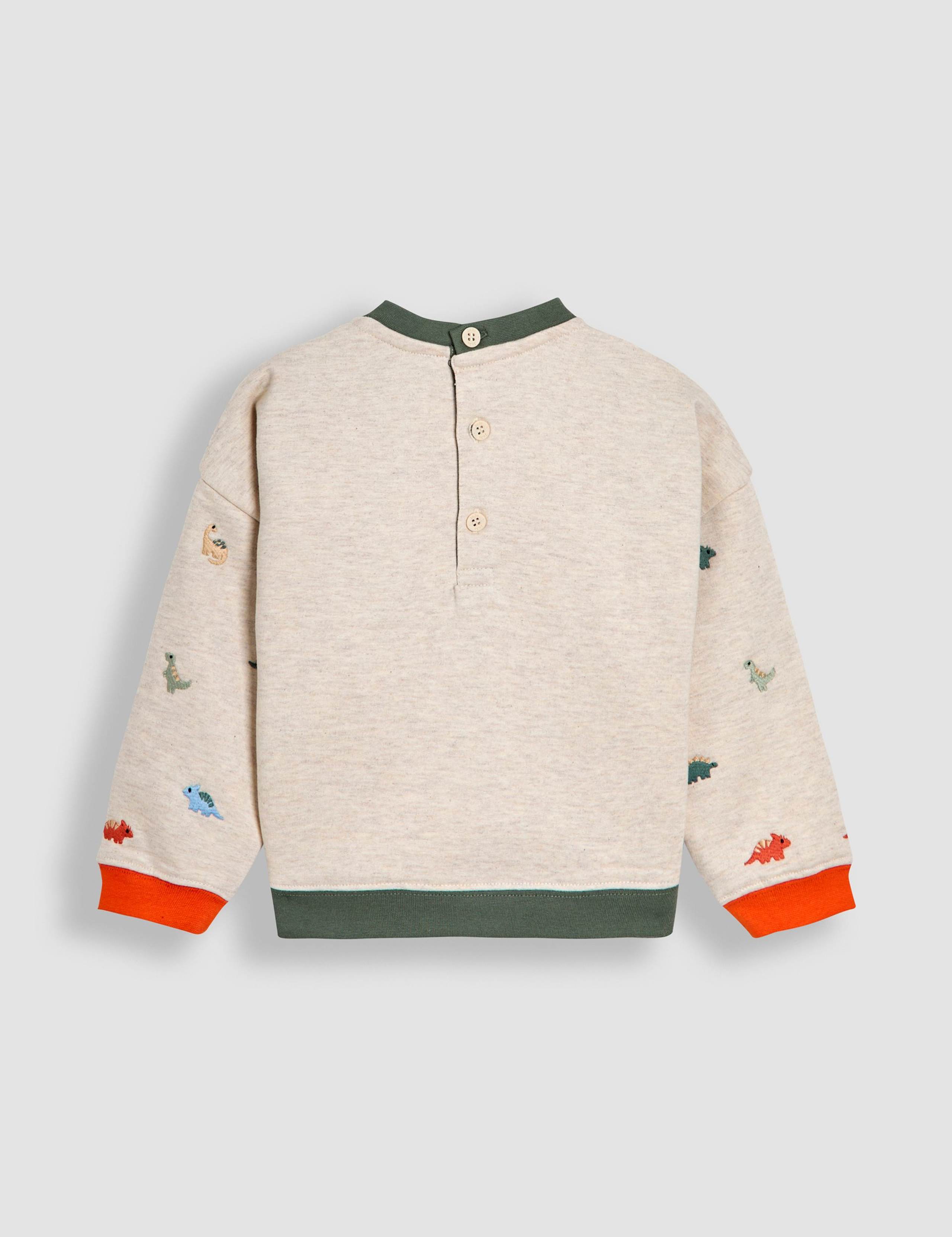 Pure Cotton Dino Embroidered Sweatshirt (6 Mths - 7 Yrs) 2 of 3