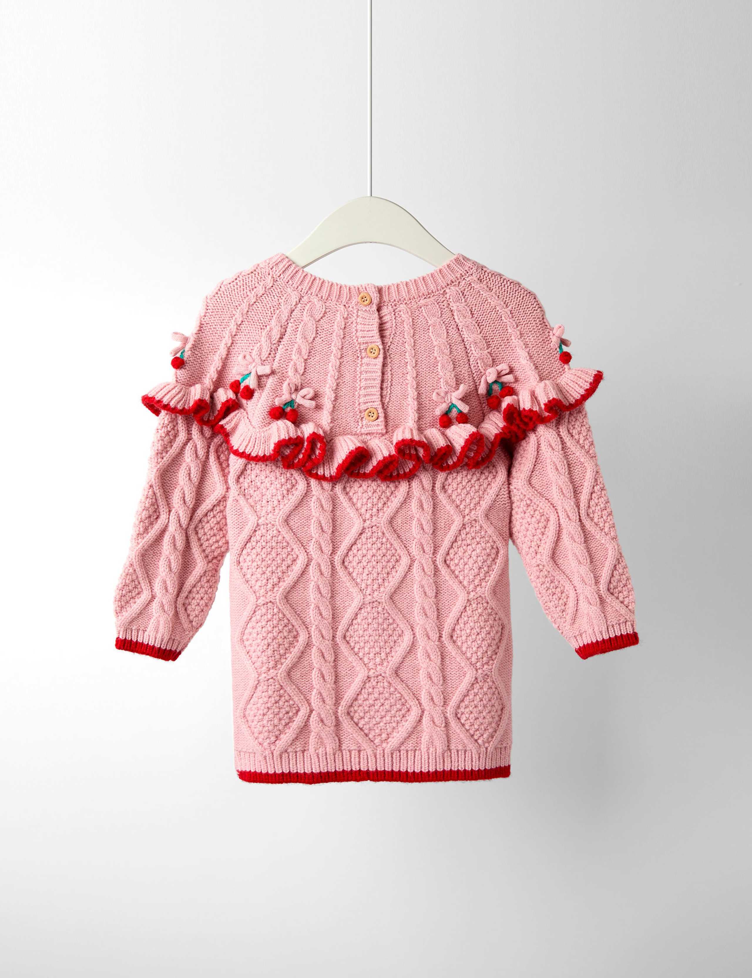 Embroidered Cherry Knitted Dress with Wool (12 Mths - 7 Yrs) 2 of 3
