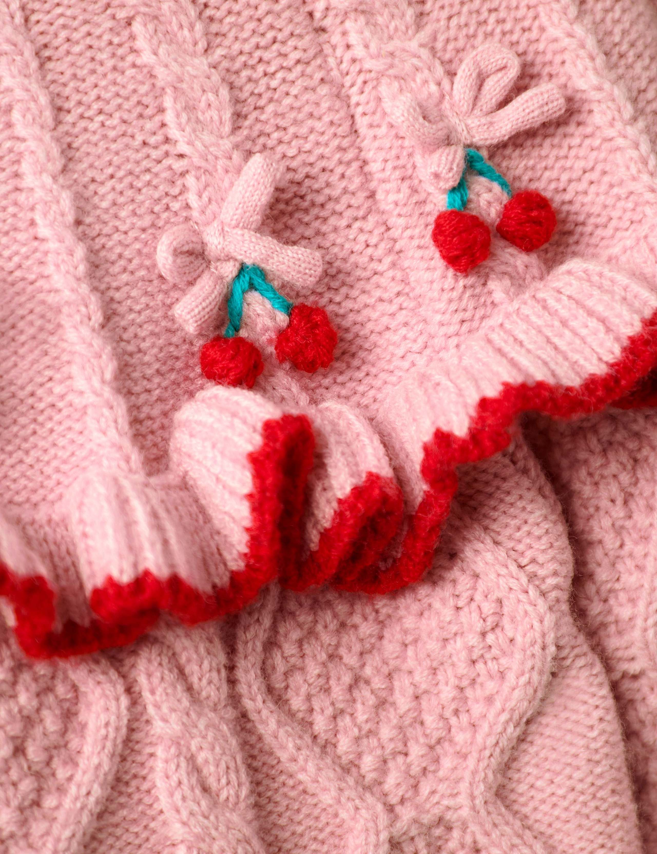Embroidered Cherry Knitted Dress with Wool (12 Mths - 7 Yrs) 3 of 3