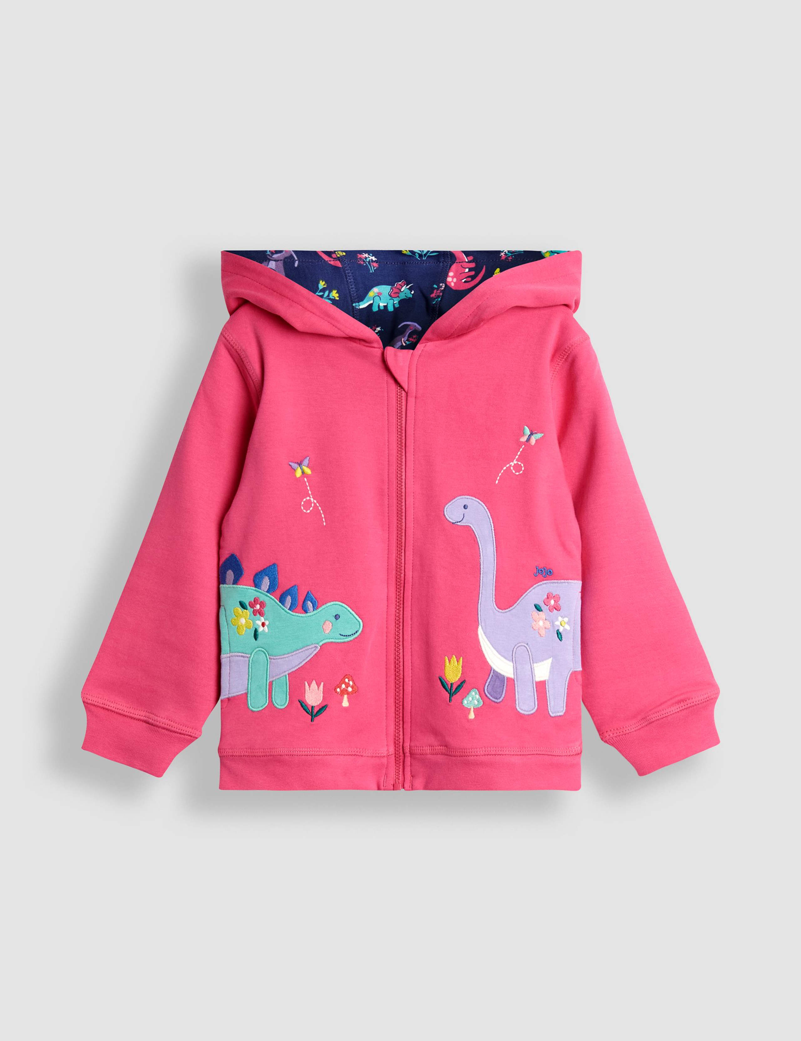 Pure Cotton Reversible Dinosaur Hoodie (12 Mths-7 Yrs) 2 of 9