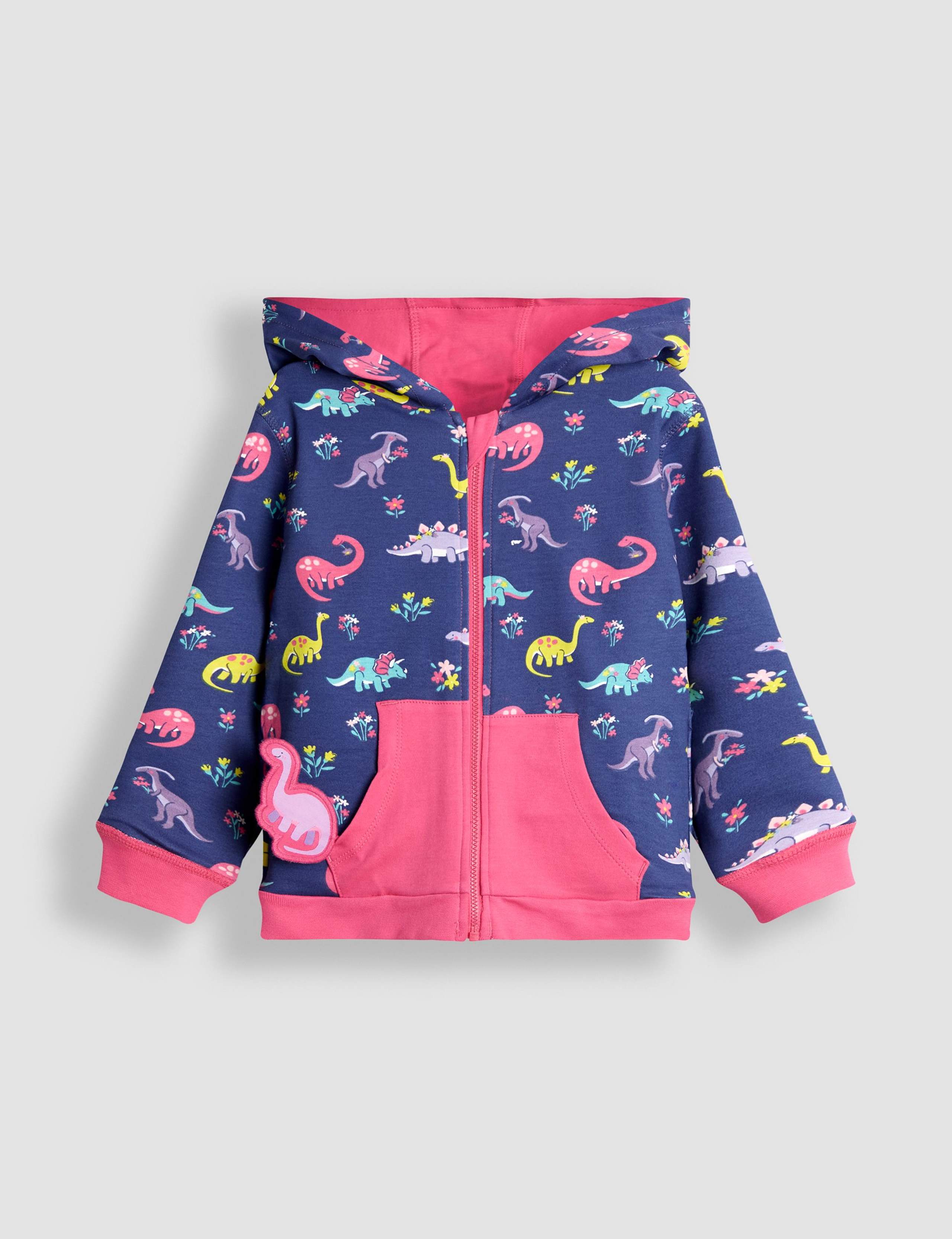 Pure Cotton Reversible Dinosaur Hoodie (12 Mths-7 Yrs) 3 of 9
