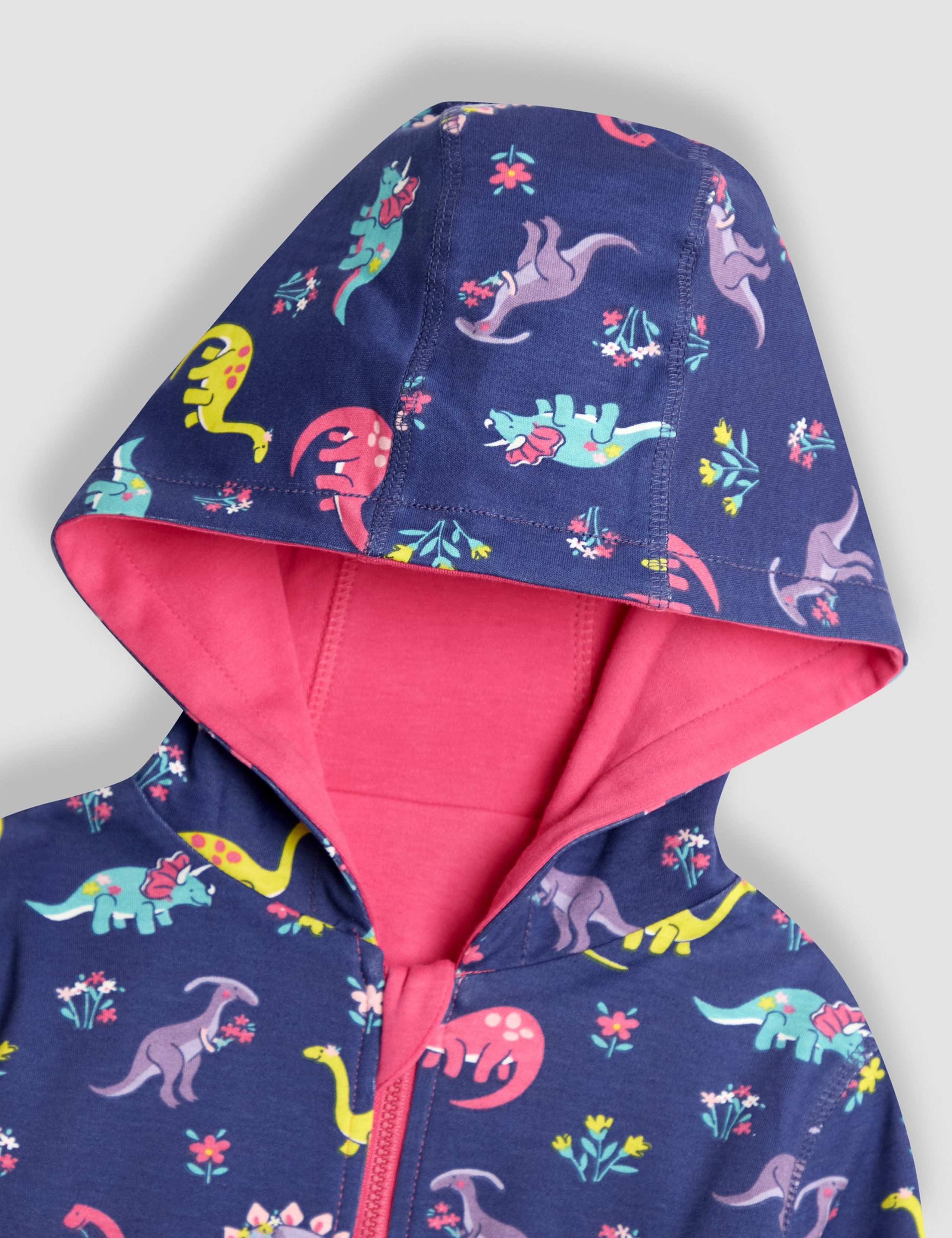 Pure Cotton Reversible Dinosaur Hoodie (12 Mths-7 Yrs) 4 of 9