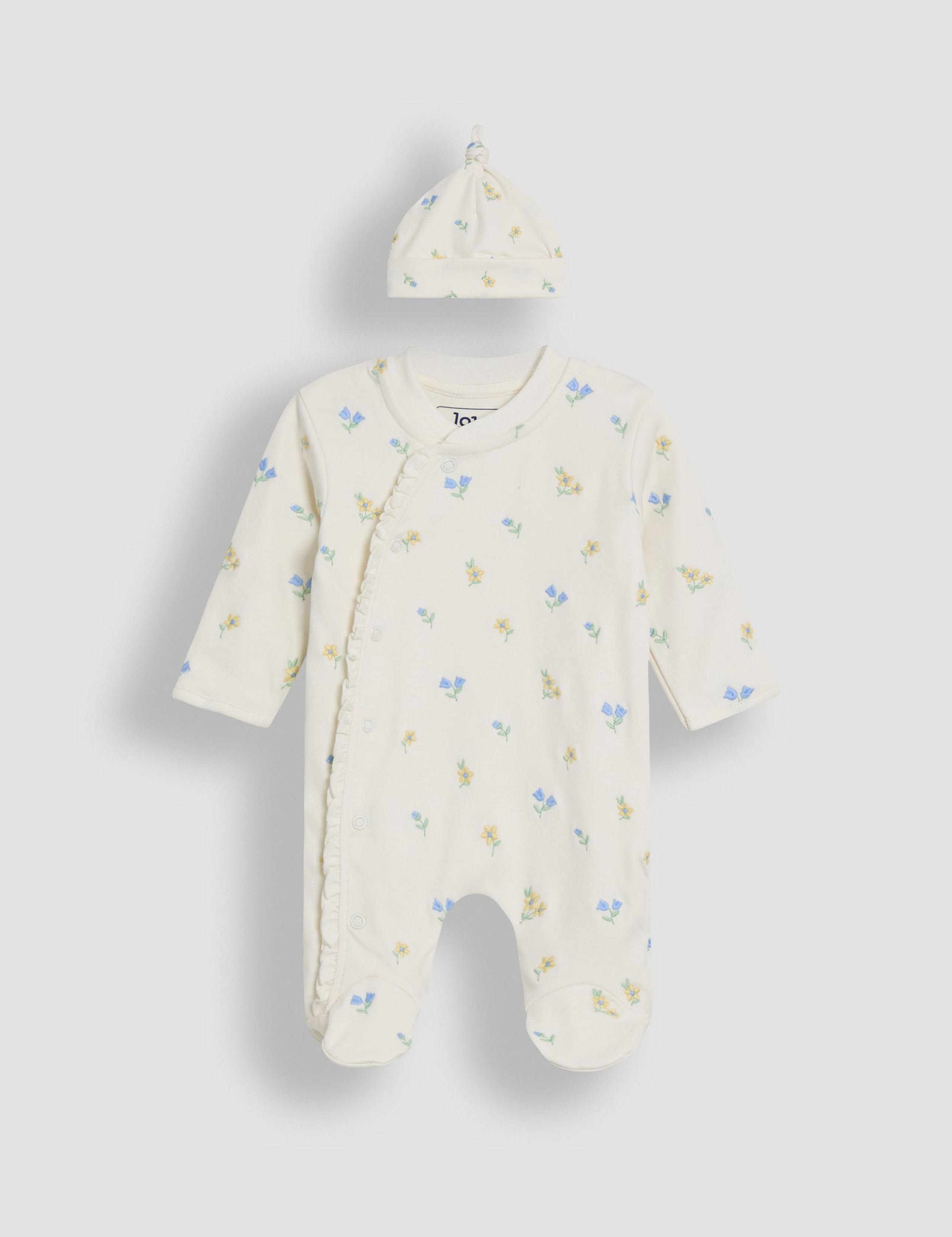 2pc Pure Cotton Floral Sleepsuit & Hat Set (0-18 Mths) 4 of 6
