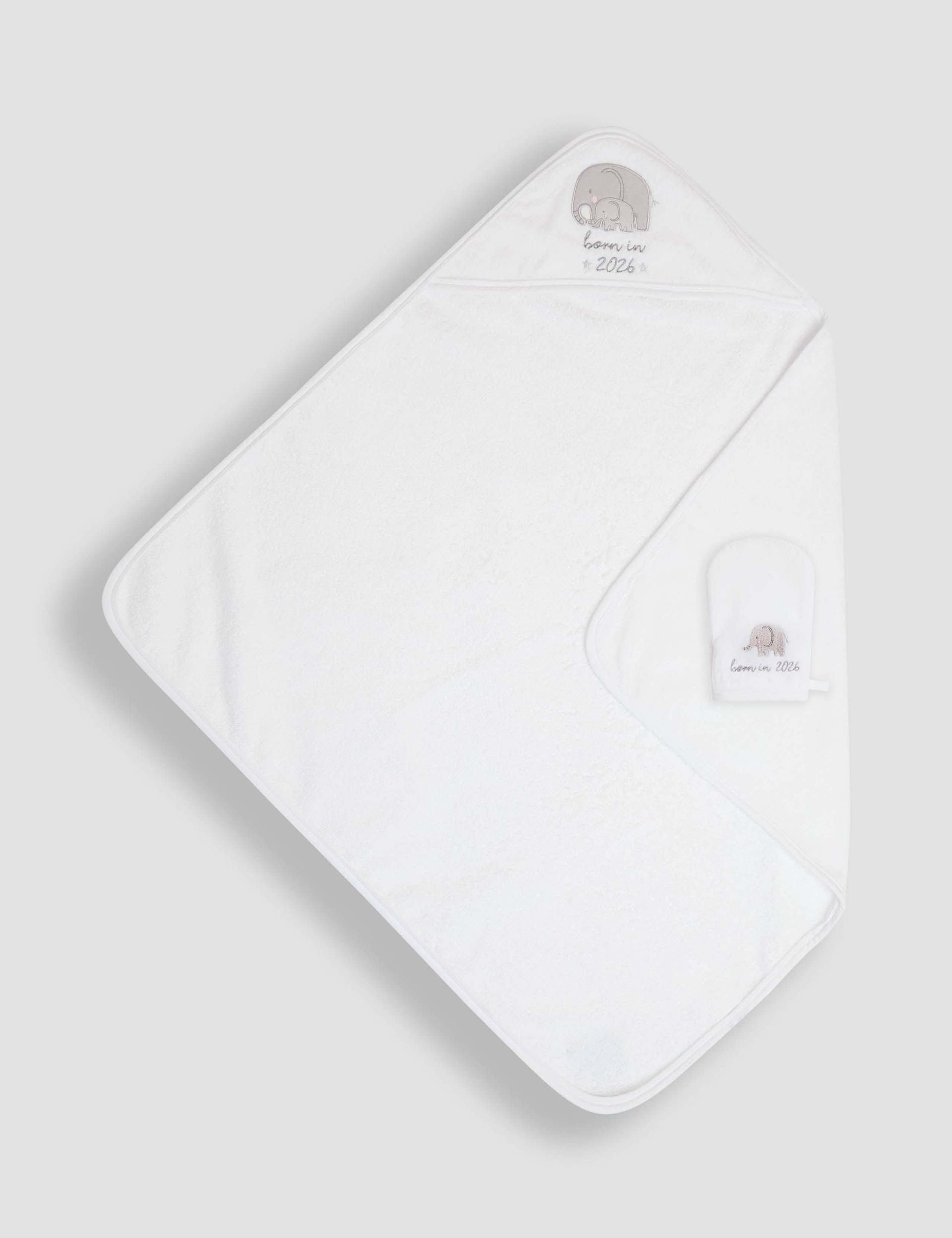 Pure Cotton Born In 2026 Hooded Towel 1 of 5