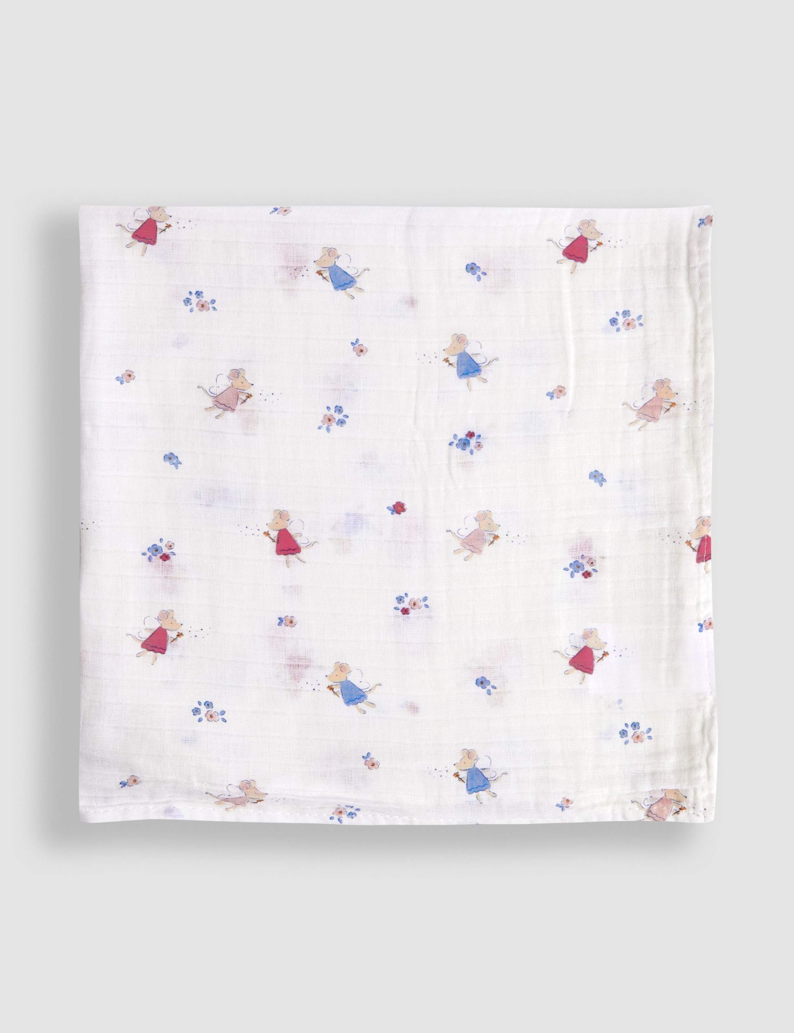 5pk Pure Cotton Embroidered Mouse Muslins 5 of 6