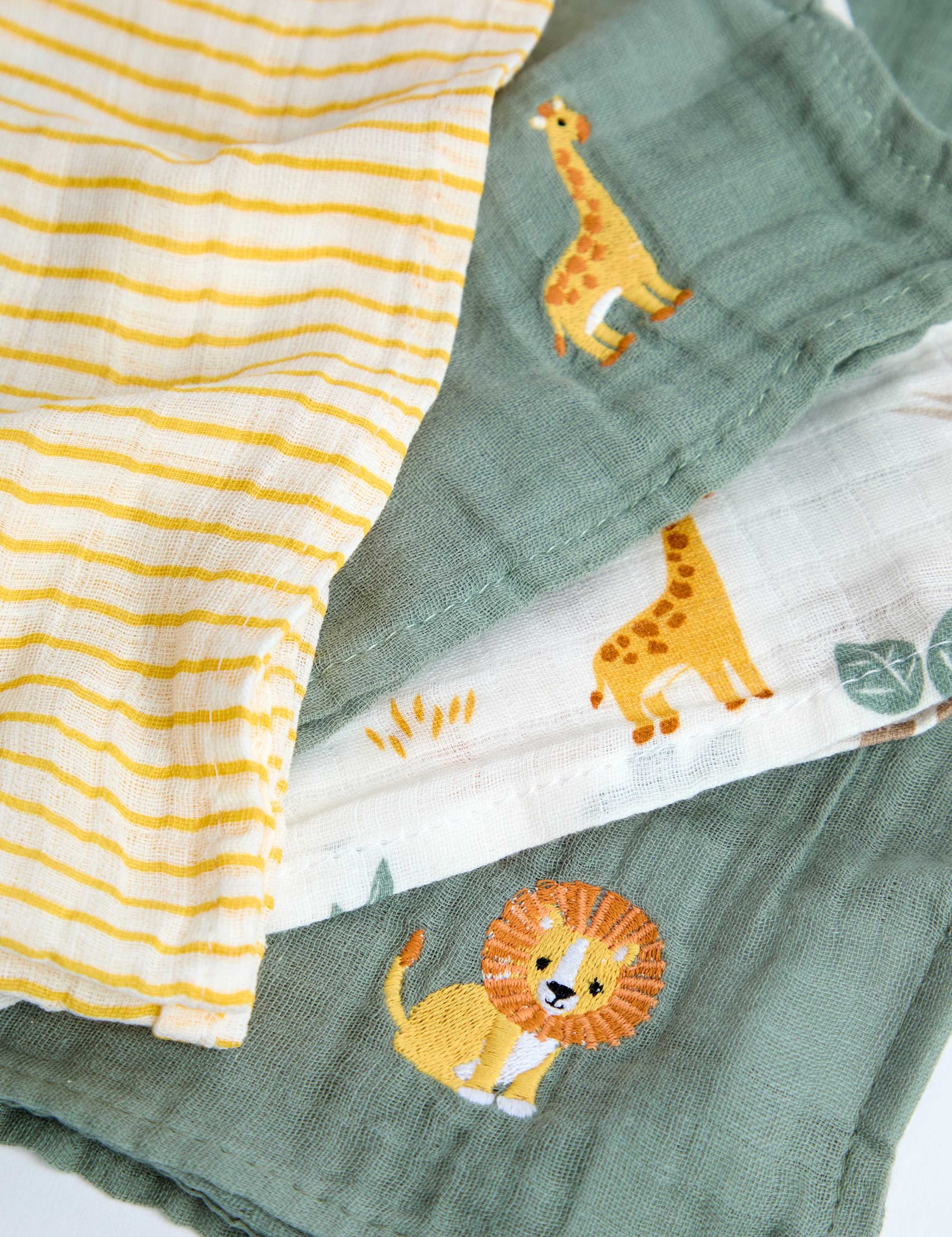 5pk Pure Cotton Safari Embroidered Muslins 2 of 6